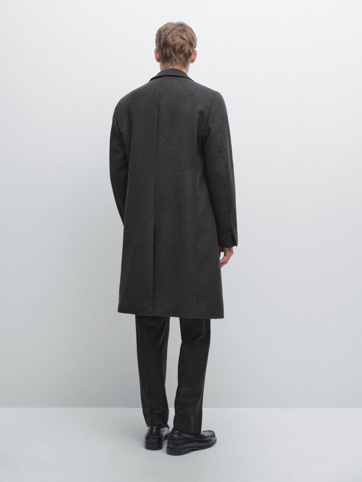 마시모두띠 프리미엄 울 라펠카라 싱글 롱 코트 3544/531 CHARCOAL - 상세 이미지 4