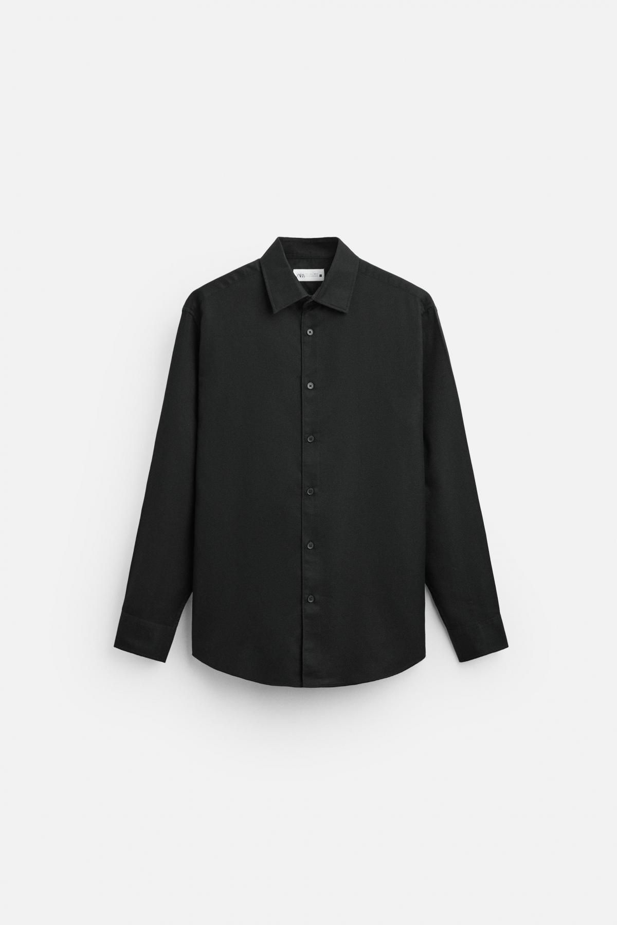 자라 이지 케어 텍스처 셔츠 긴팔 7545/710 BLACK - 메인 이미지