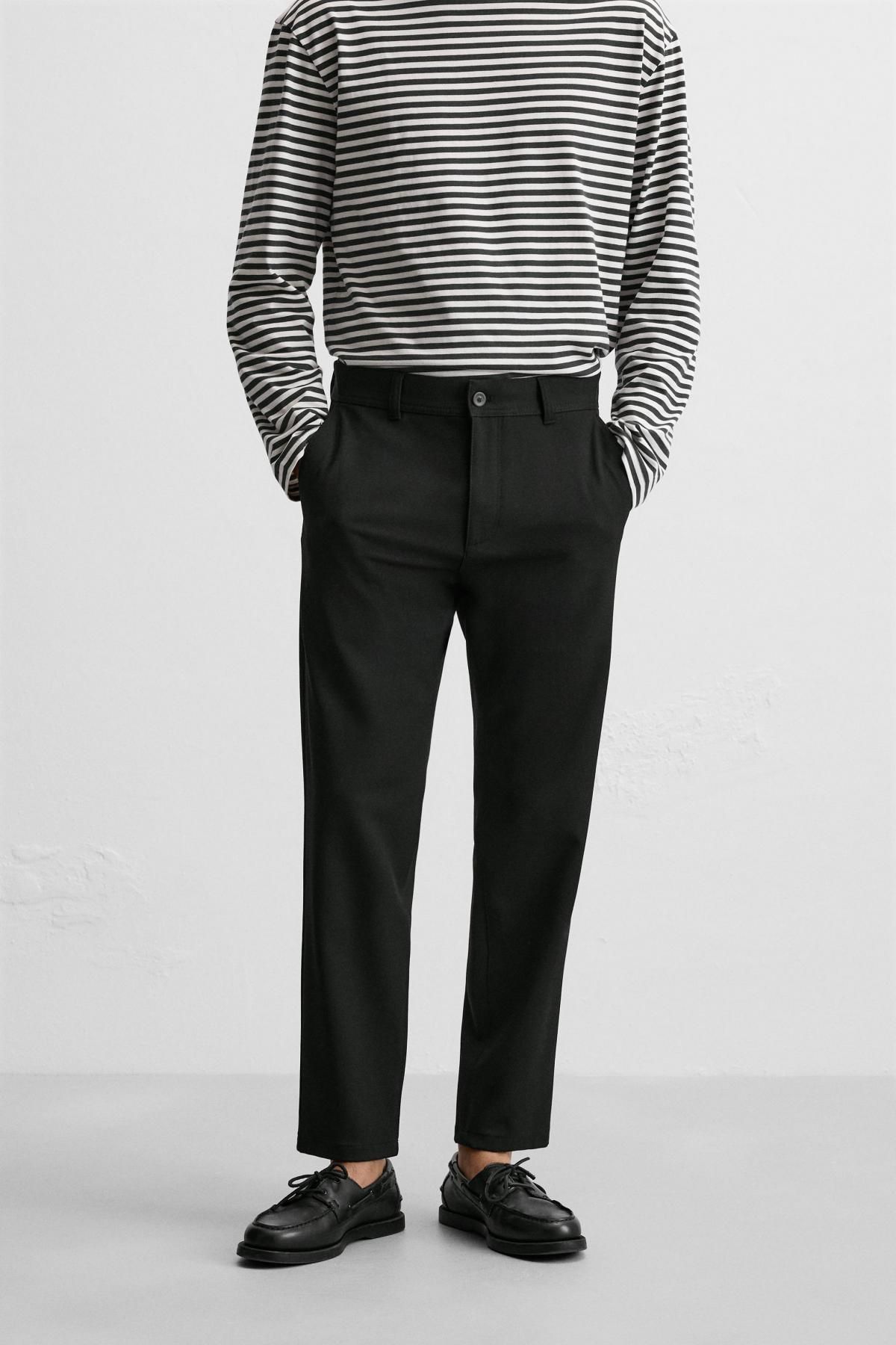 자라 텍스처 컴포트 슬림핏 팬츠 0706/648 BLACK - 메인 이미지