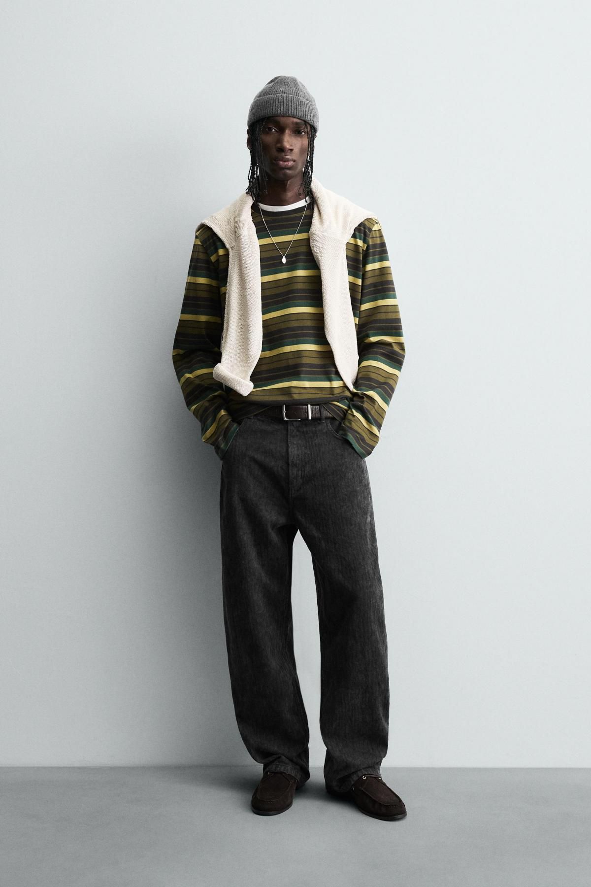 자라 워시드 배기핏 코튼 와이드 팬츠 5862/315 DARK GREY - 상세 이미지 2