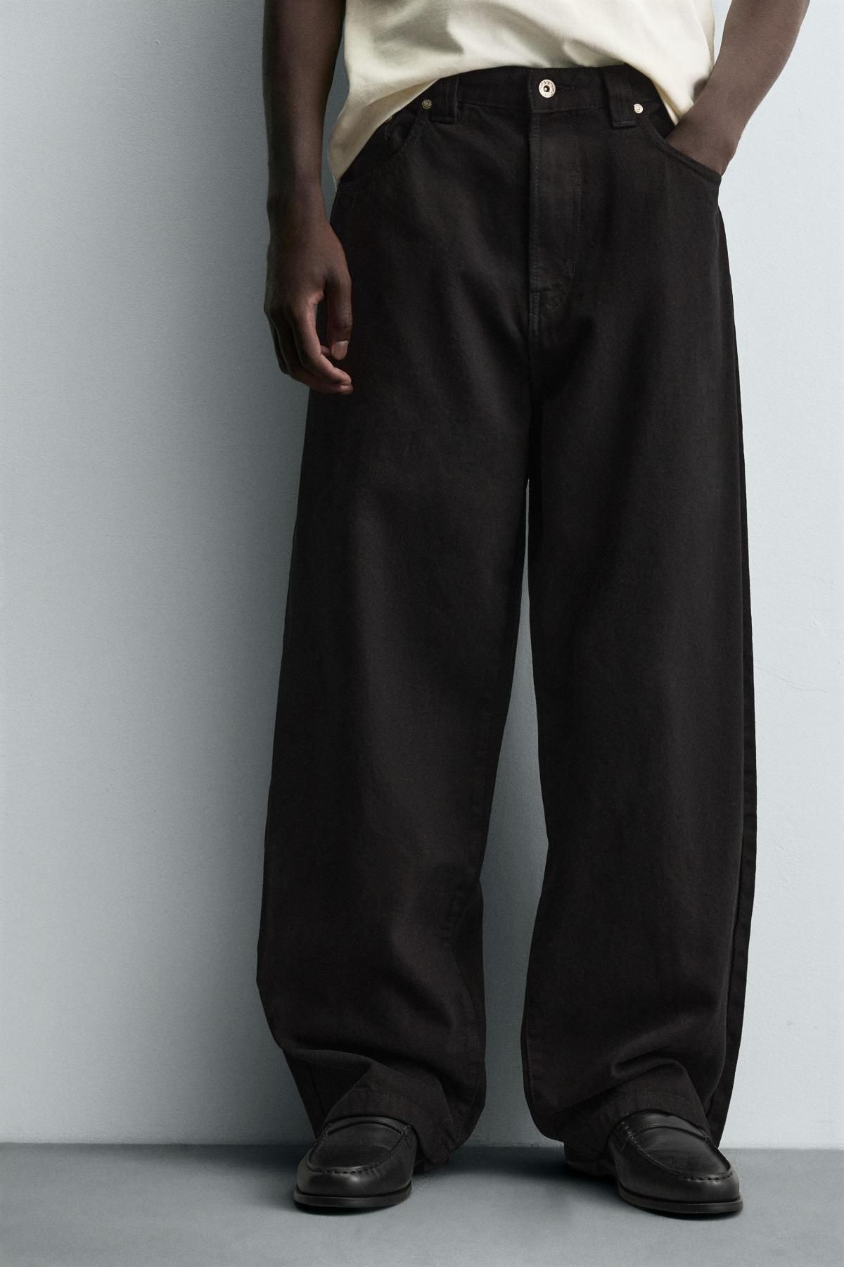자라 와이드핏 블랙 데님 배기 청바지 0108/301 BLACK - 상품 이미지