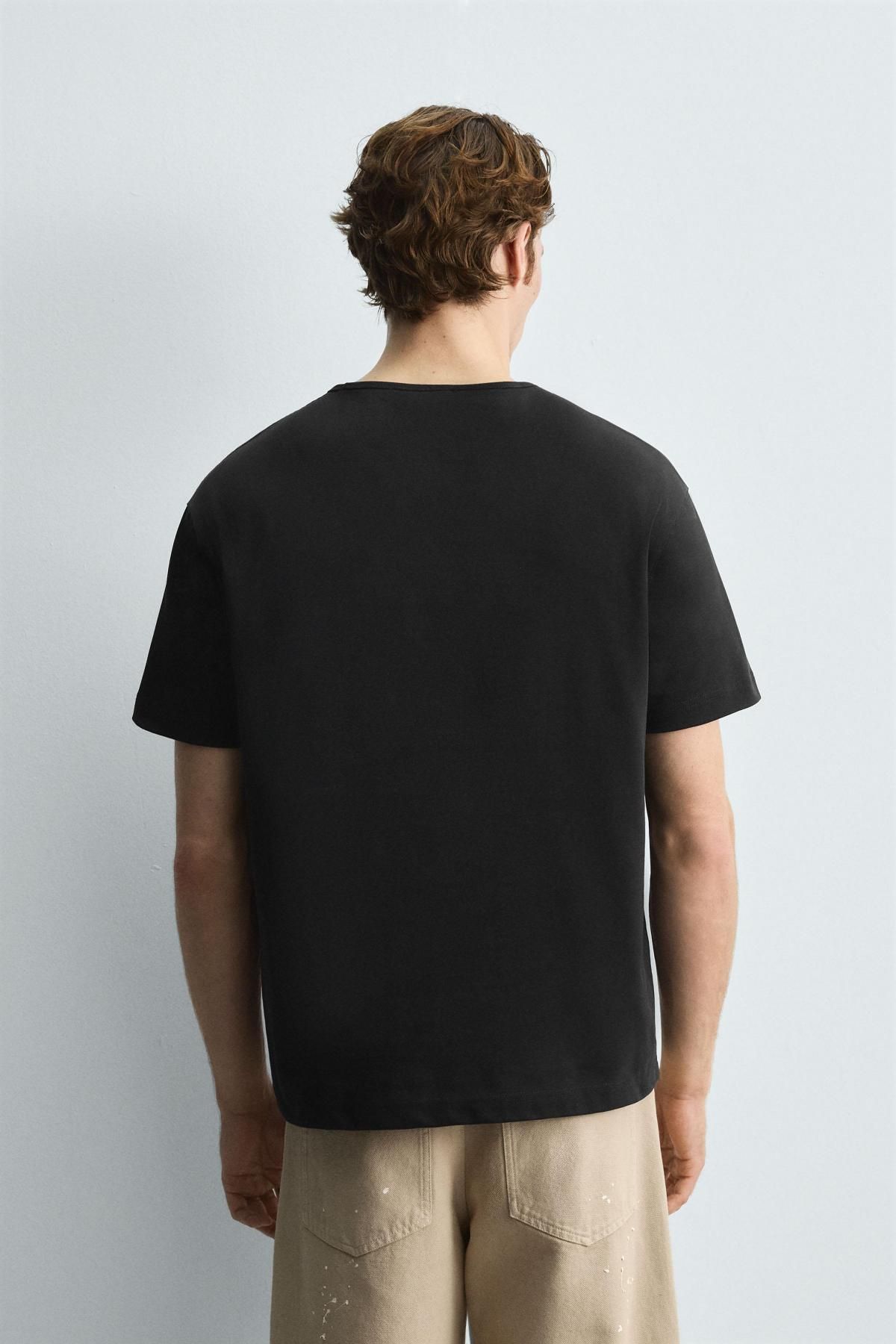 자라 헤비웨이트 컴팩트 코튼 릴렉스핏 반팔 티셔츠 3665/310 ANTHRACITE GREY - 상세 이미지 4