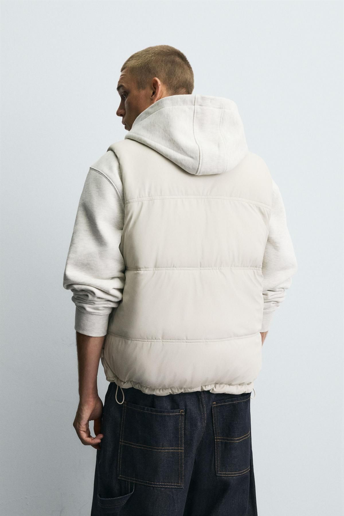 자라 테크니컬 러버라이즈 패딩 베스트 3918/390 OYSTER-WHITE - 상세 이미지 4