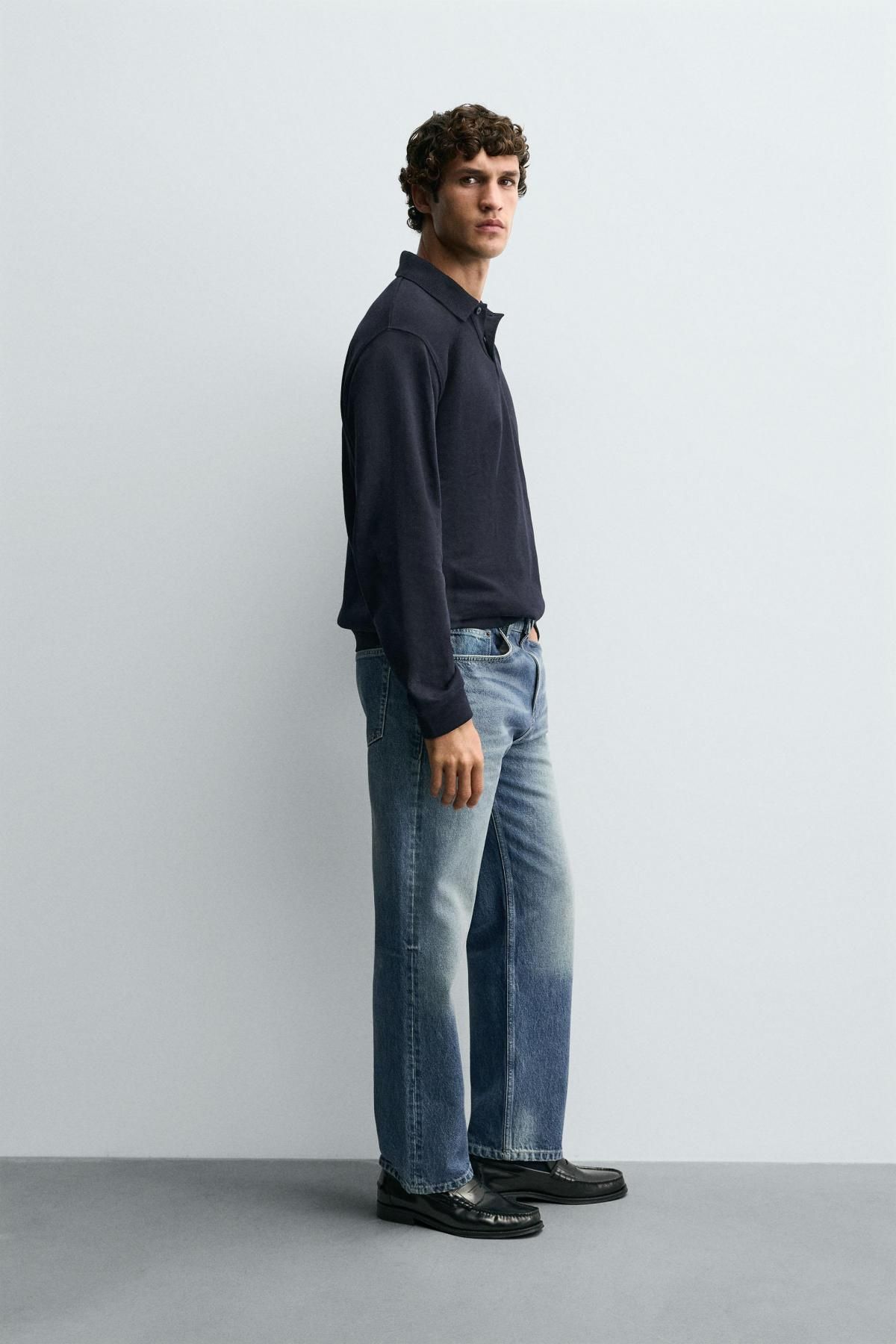 자라 베이직 텍스처 긴팔 테크니컬 폴로셔츠 0526/325 NAVY BLUE - 상세 이미지 5
