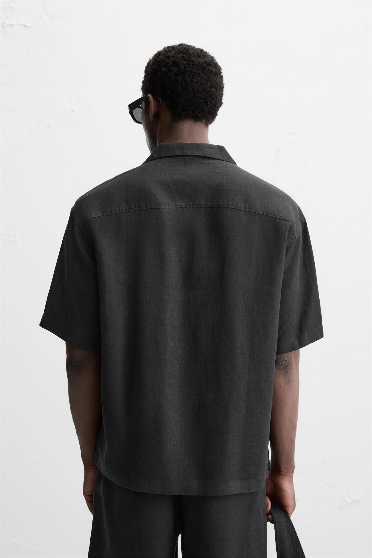 자라 100 리넨 셔츠 1618/310 BLACK - 상세 이미지 4