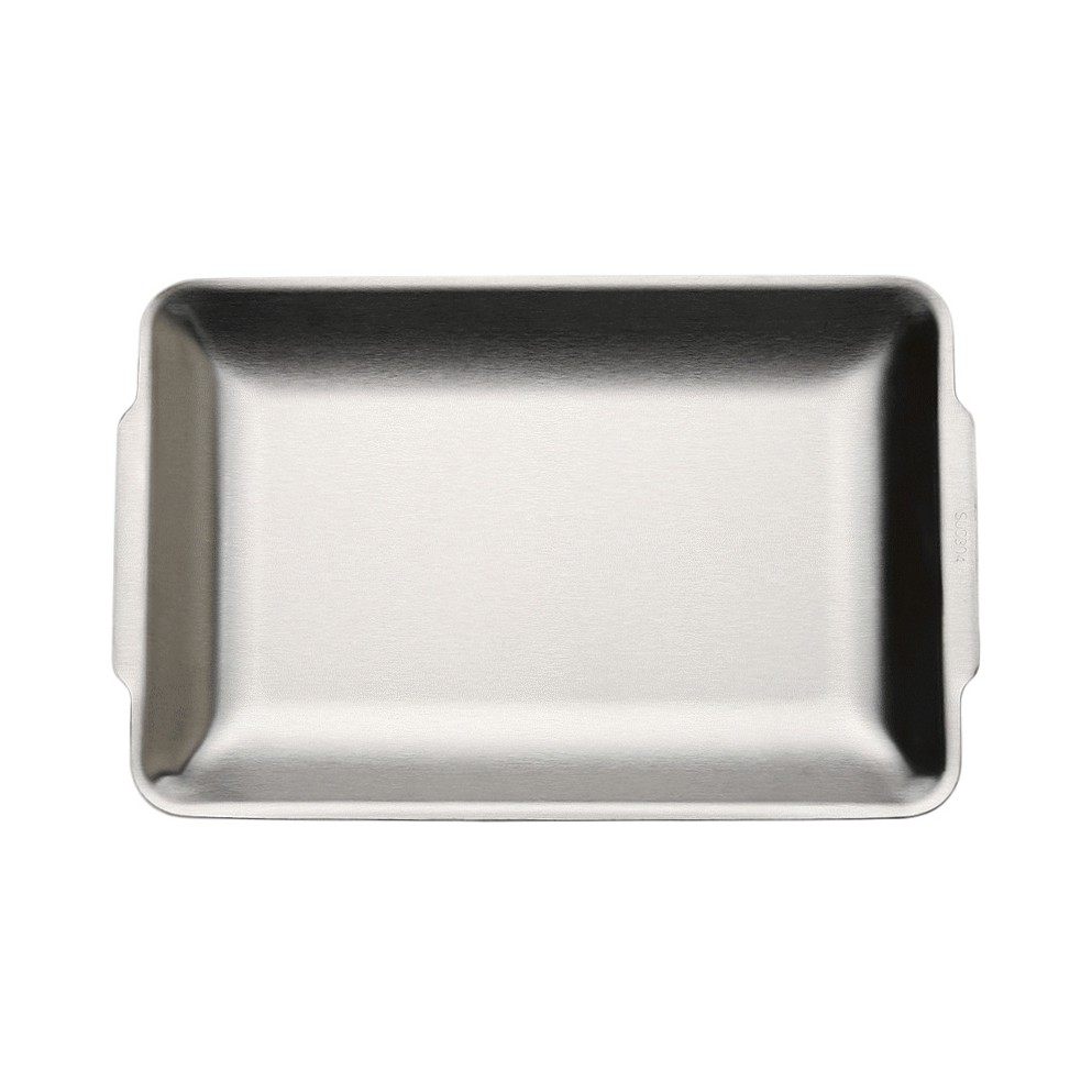 [프로덕트피알] 스테인리스 트레이 직사각  메탈 쟁반 핸들형 주방/디저트 테이블 트레이 STAINLESS STEEL TRAY - 상품 이미지
