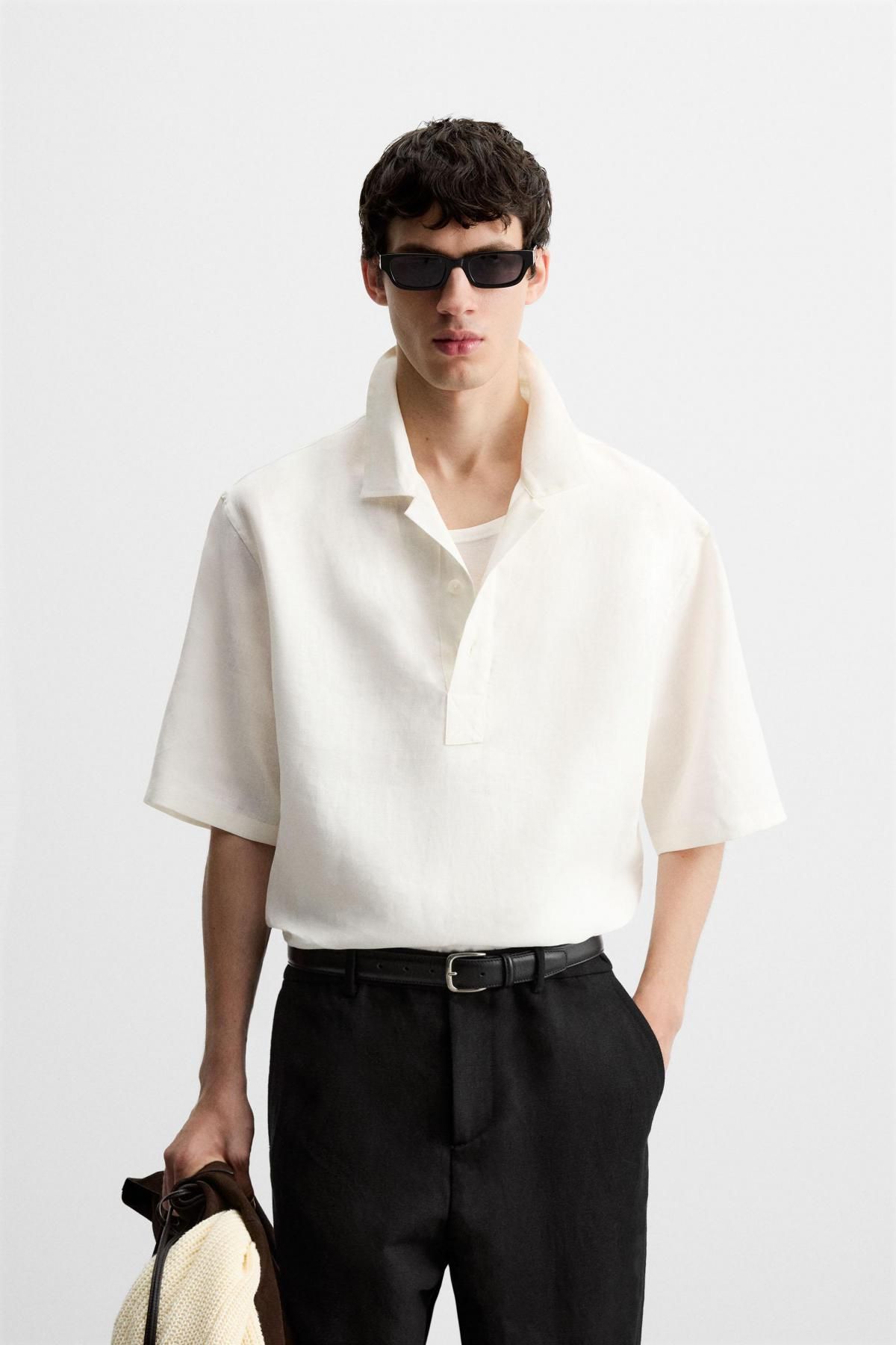 자라 린넨 쿨링 반팔 셔츠 0794/185 WHITE - 상세 이미지 3