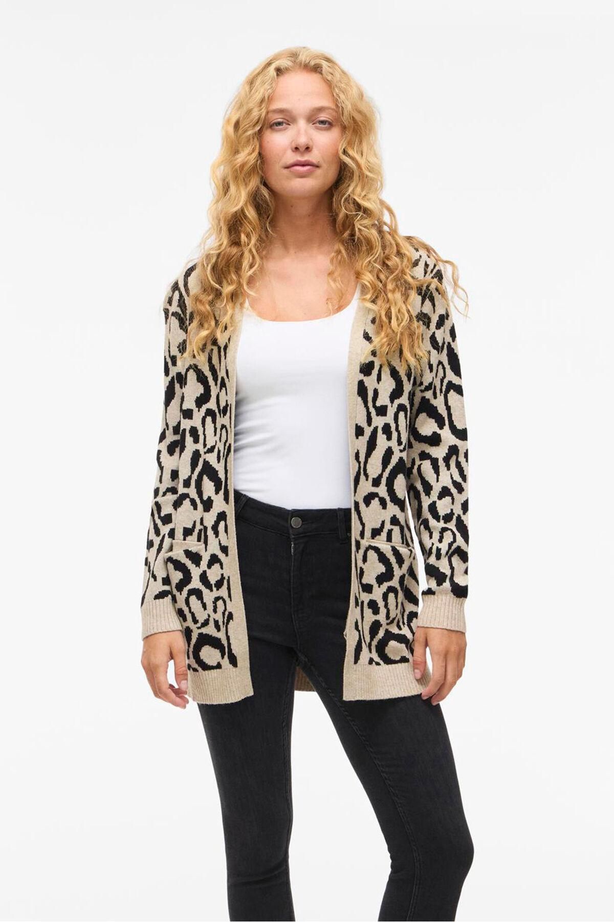 빌라 애니멀 프린트 비스코스 가디건 5795354 ESTAMPADO BEIGE - 메인 이미지