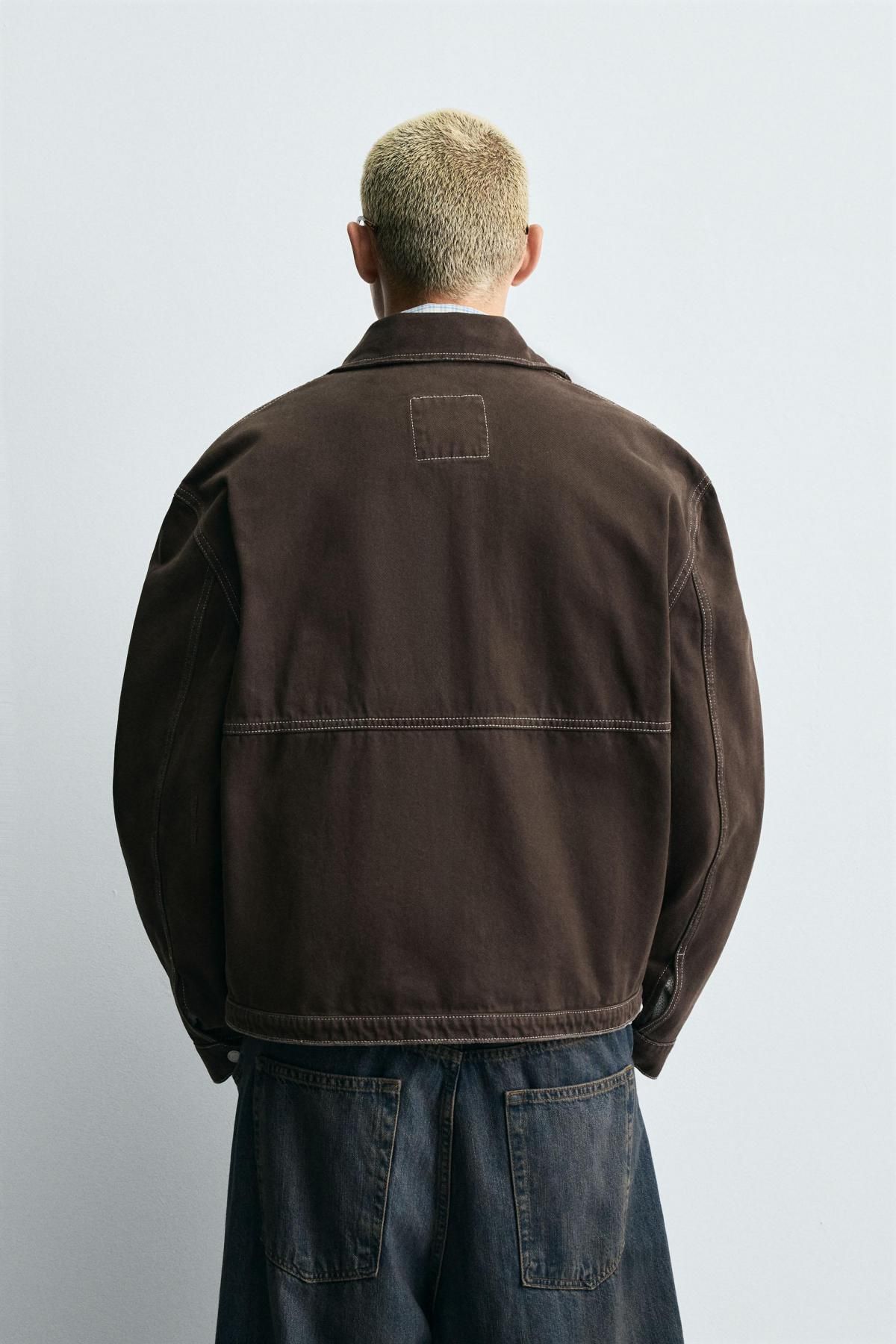 자라 테크니컬 워시드 스티치 브라운 재킷 6987/303 BROWN - 상세 이미지 4