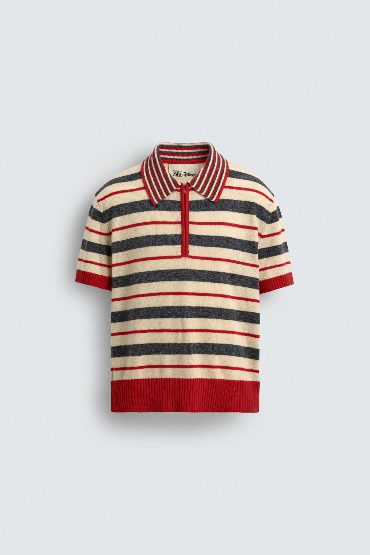 자라 스트라이프 니트 반팔 폴로셔츠 X 해리 램버트 디즈니 2142/370 STRIPES - 상품 이미지