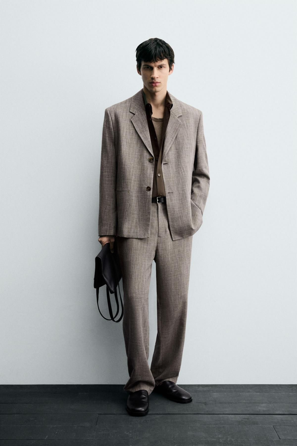 자라 테크니컬 슬림핏 텍스처 수트 팬츠 5905/484 LIGHT BROWN - 상세 이미지 2