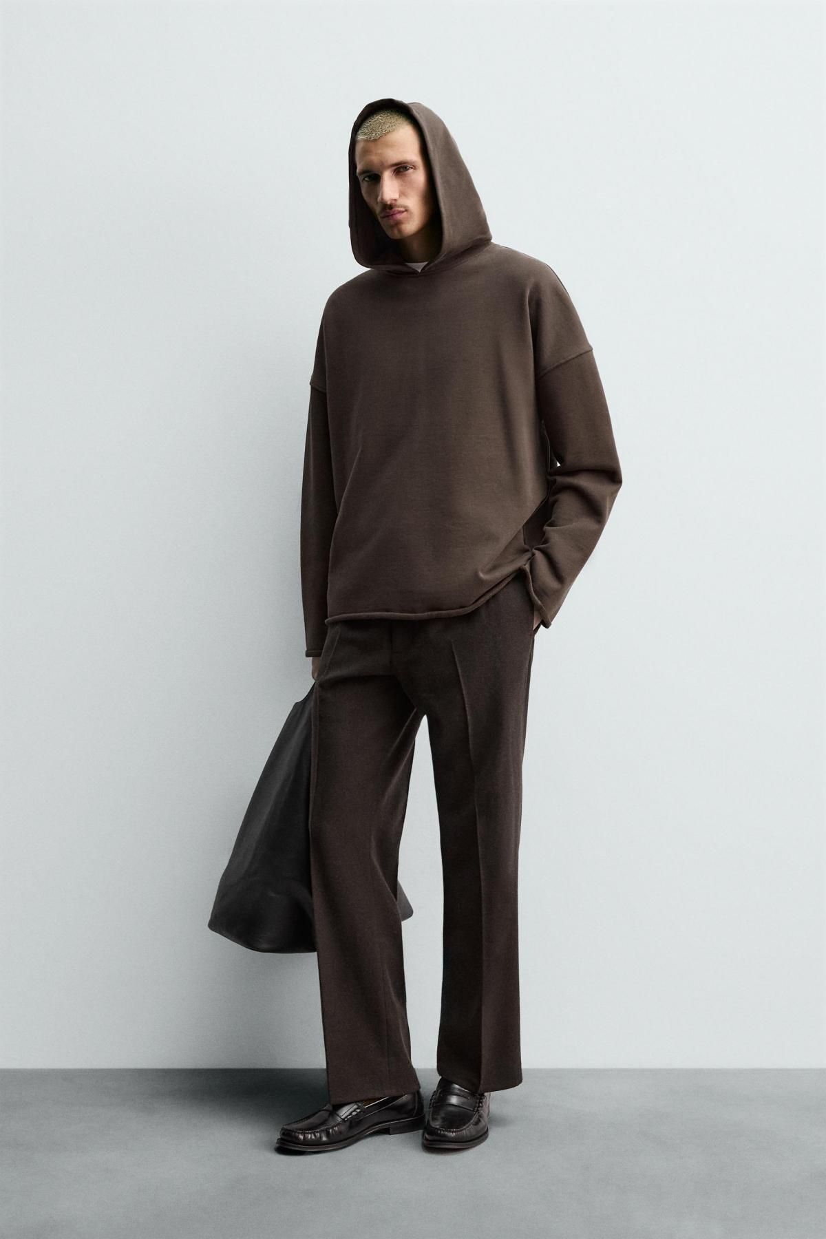 자라 릴랙스핏 코튼 후드 스웨트셔츠 4087/381 BROWN - 상세 이미지 5