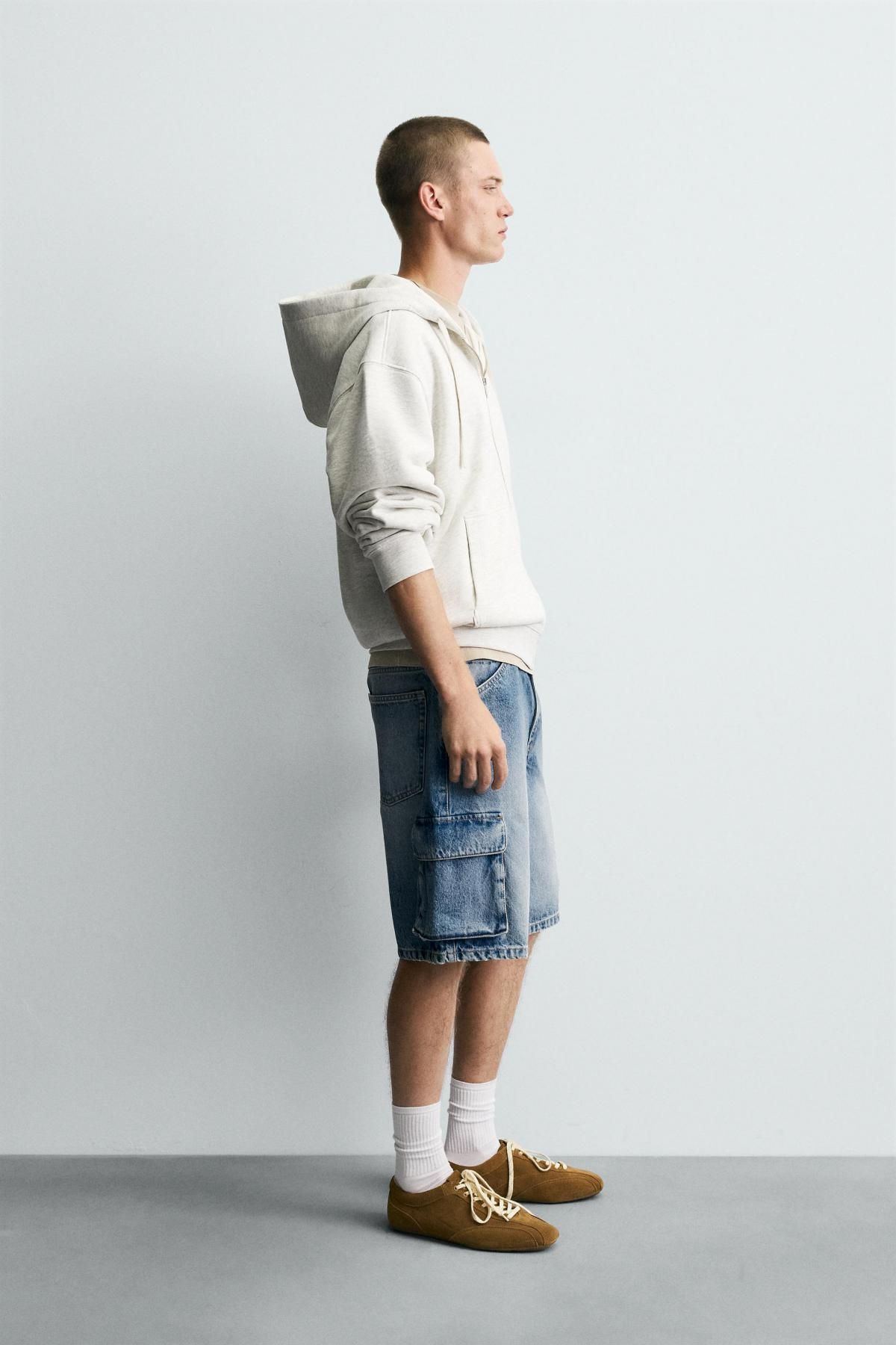 자라 테크니컬 데님 카고 버뮤다 반바지 4806/318 MID-BLUE - 상세 이미지 5