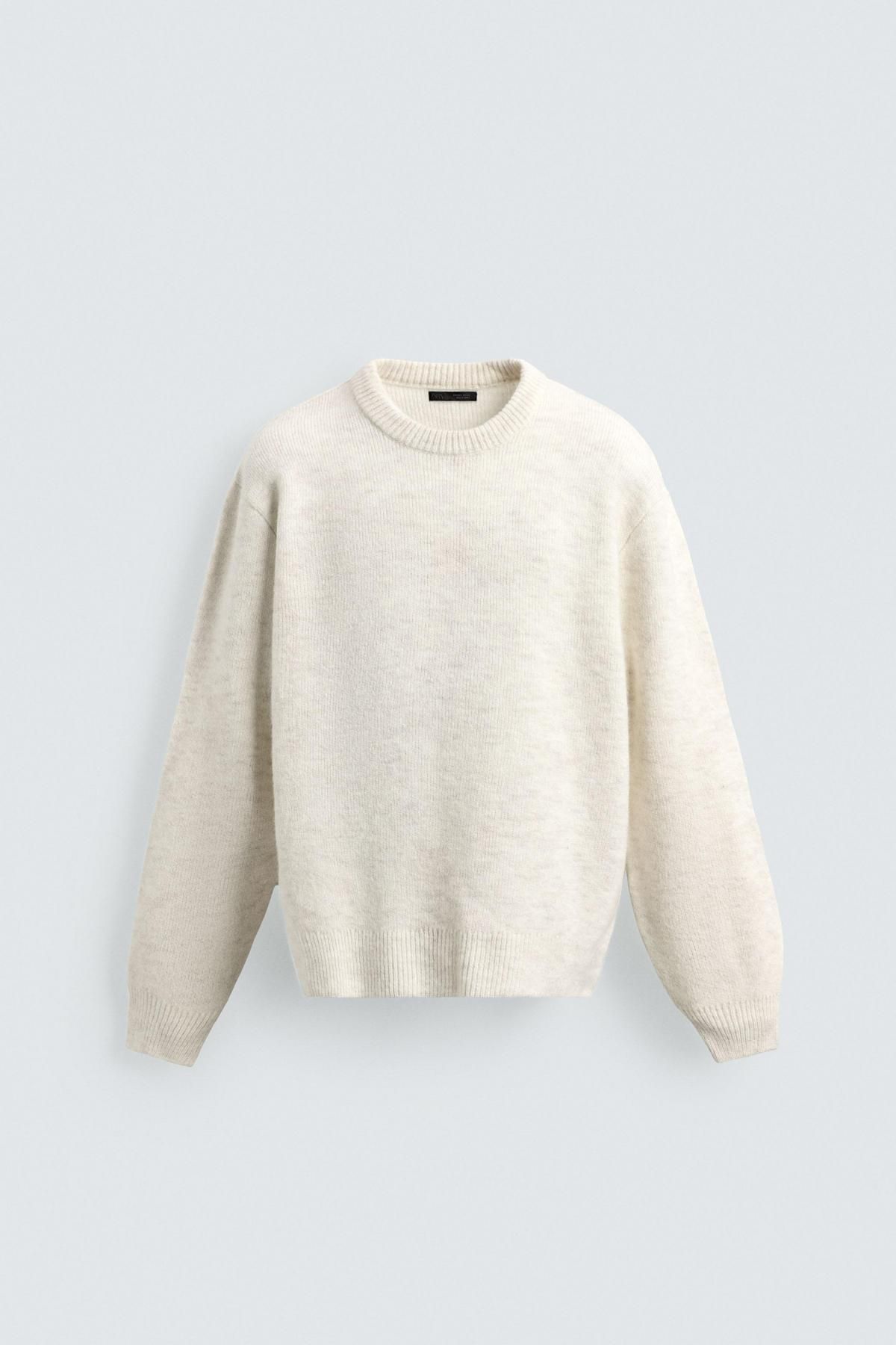 자라 오버핏 텍스처 라운드 니트 스웨터 3166/330 OYSTER-WHITE - 상품 이미지