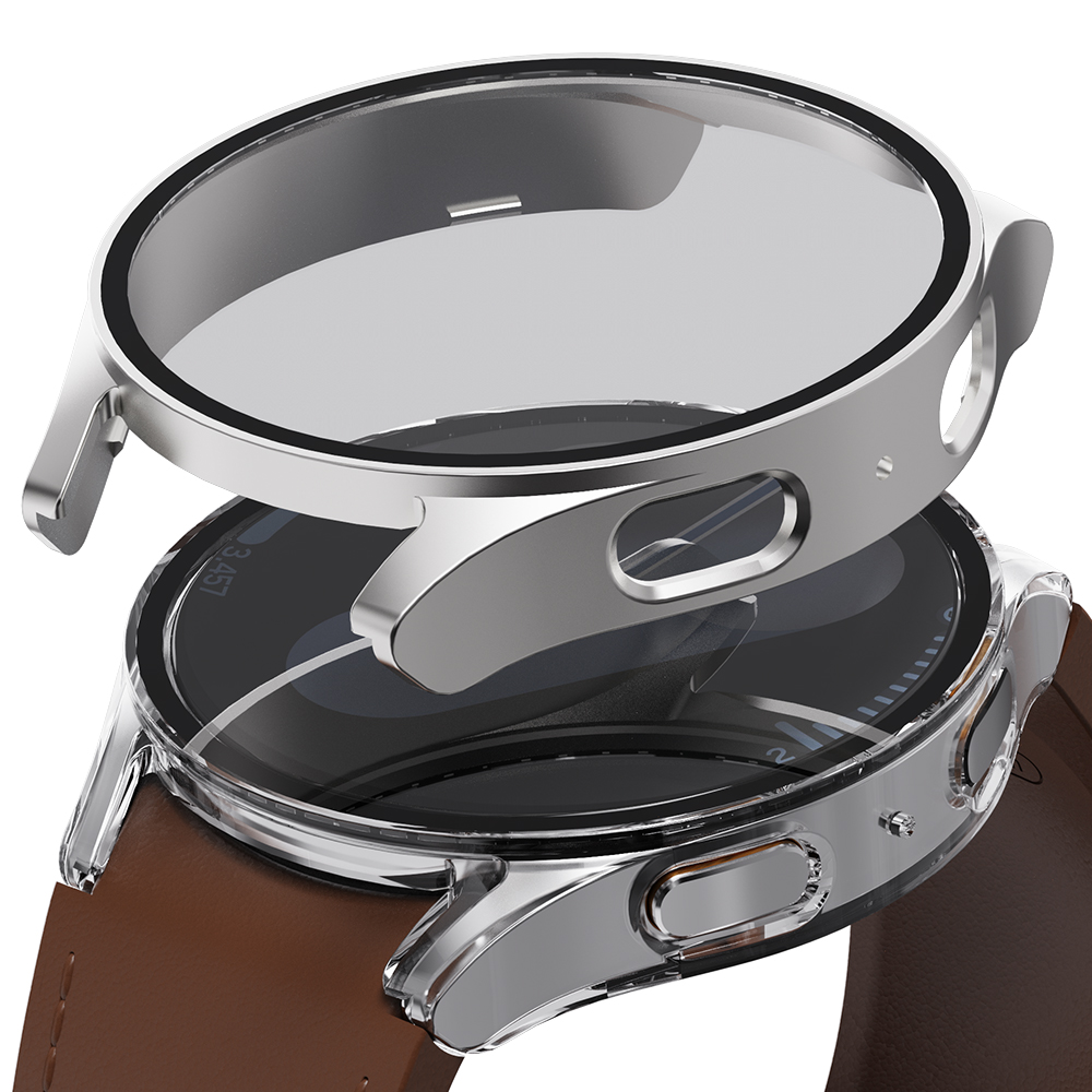 갤럭시워치 풀커버 케이스 보호 강화유리 1+1 블랙+실버, 갤럭시워치7, 44mm 제품 이미지