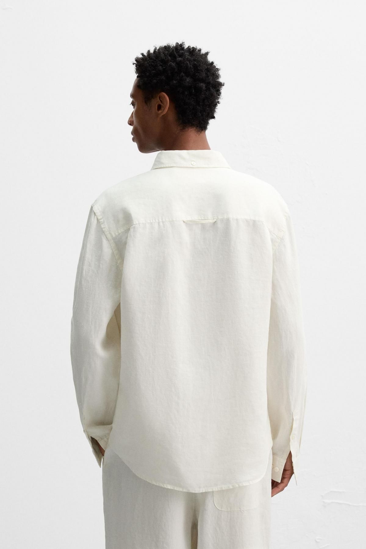 자라 릴렉스핏 오가닉 헴프 긴팔 셔츠 5344/412 OYSTER-WHITE - 상세 이미지 4