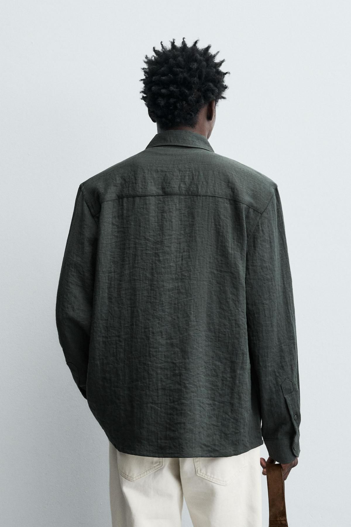 자라 테크니컬 릴렉스핏 긴팔 셔츠 1063/405 GREY - 상세 이미지 4
