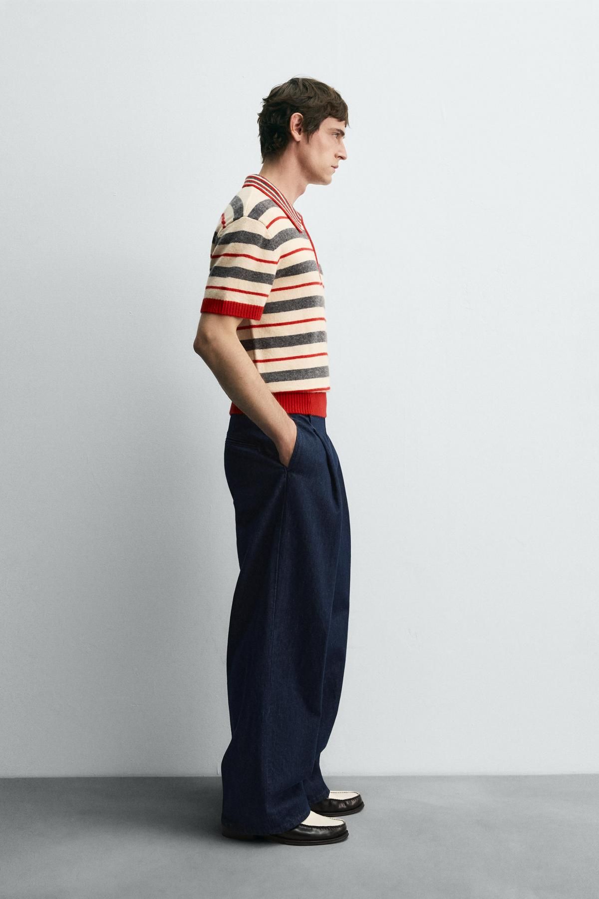 자라 스트라이프 니트 반팔 폴로셔츠 X 해리 램버트 디즈니 2142/370 STRIPES - 상세 이미지 5