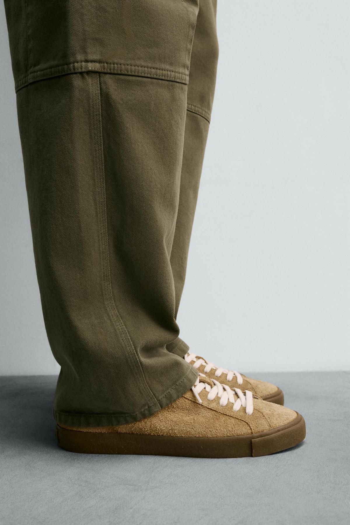 자라 스플릿 스웨이드 가죽 스니커즈 2295/620 CAMEL BROWN - 상세 이미지 2