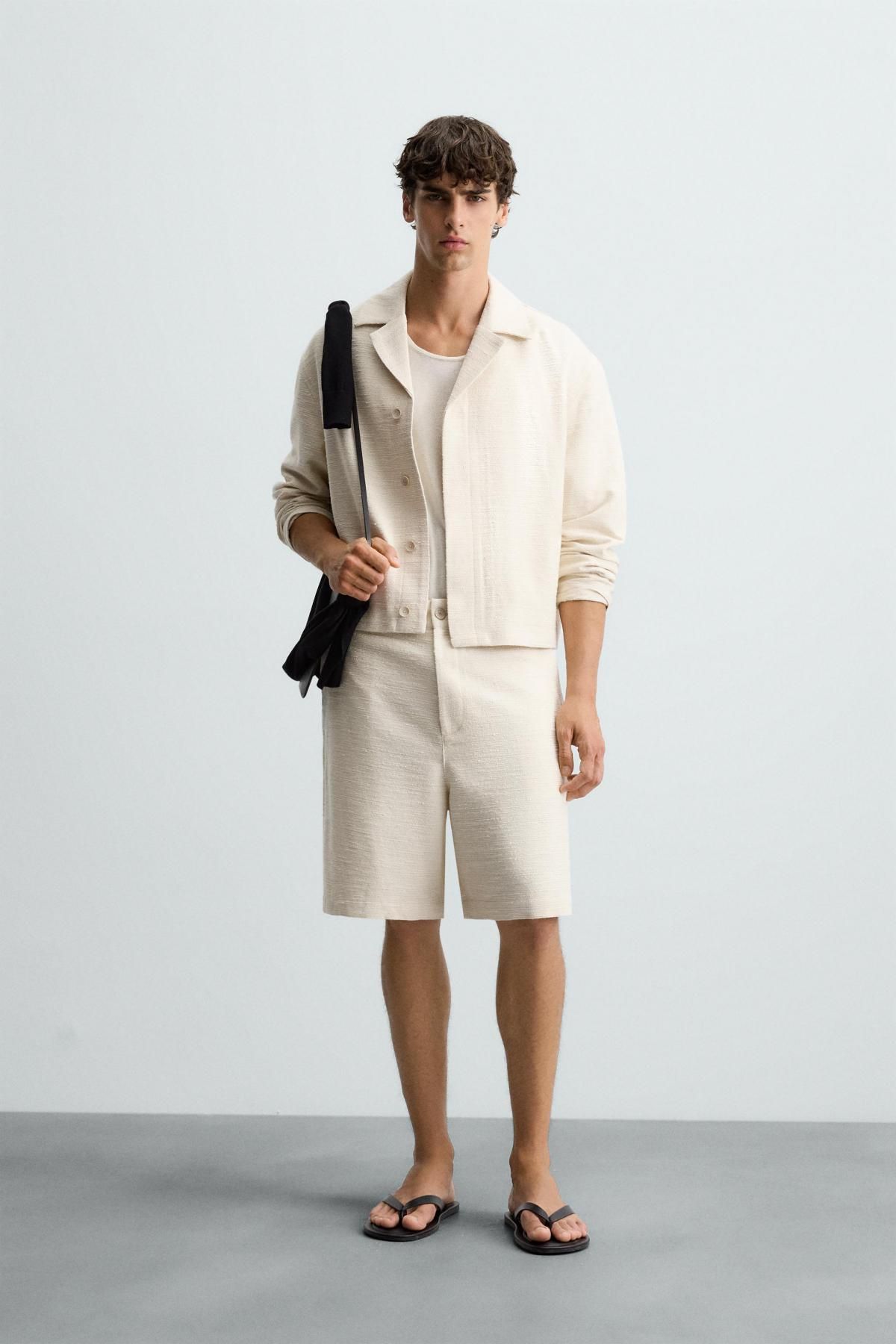 자라 아이보리 테크니컬 텍스처 오버핏 오버셔츠 6861/124 BEIGE - 상세 이미지 2