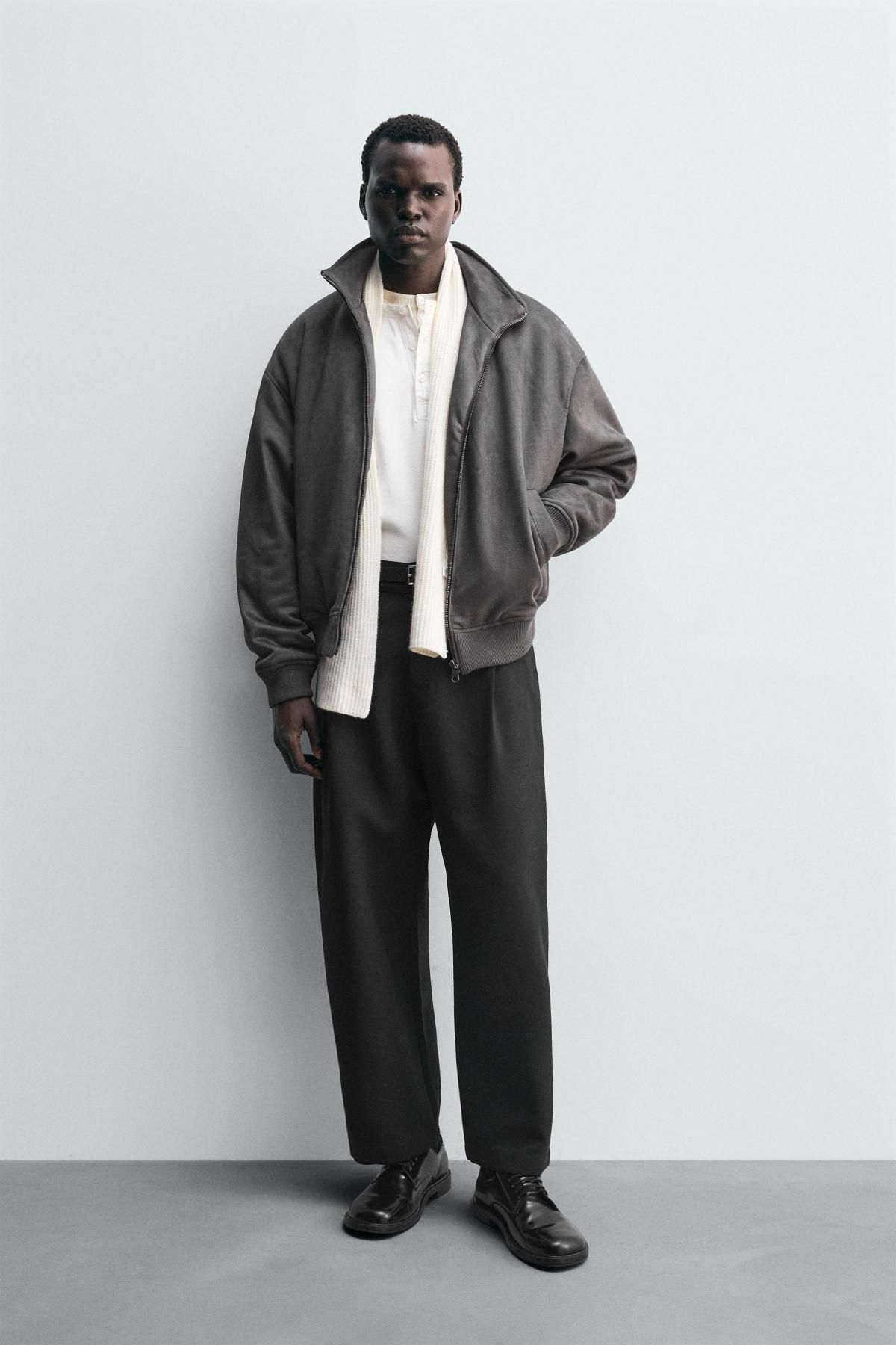 자라 테크니컬 페이크 스웨이드 집업 재킷 6318/303 ANTHRACITE GREY - 상세 이미지 2