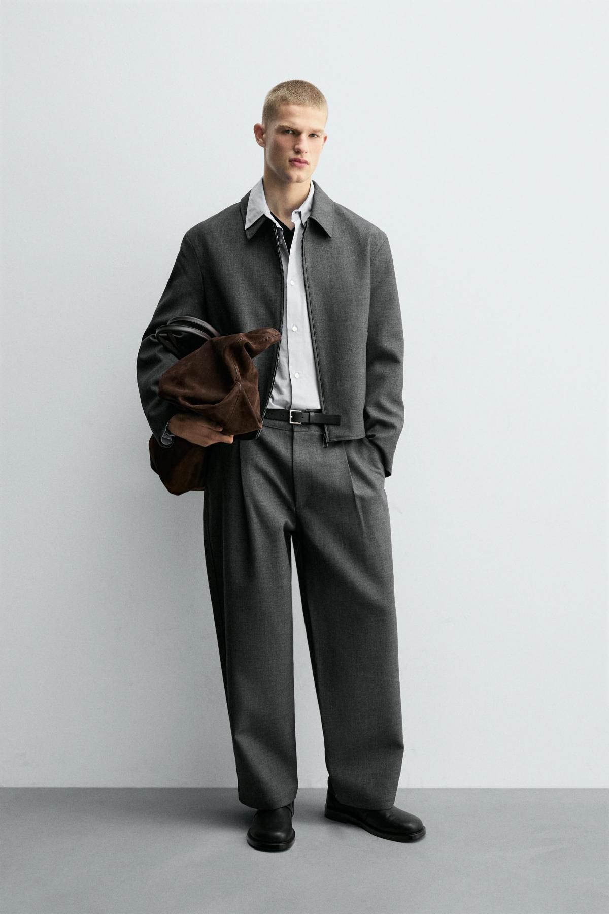 자라 미니멀 테크니컬 울 블렌드 크롭핏 재킷 8281/550 GREY MARL - 상세 이미지 2