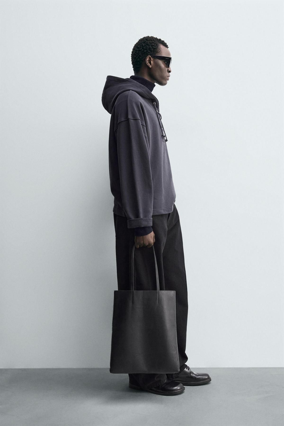 자라 크롭 텍스처 후드 스웨트셔츠 4087/363 DARK GREY - 상세 이미지 5