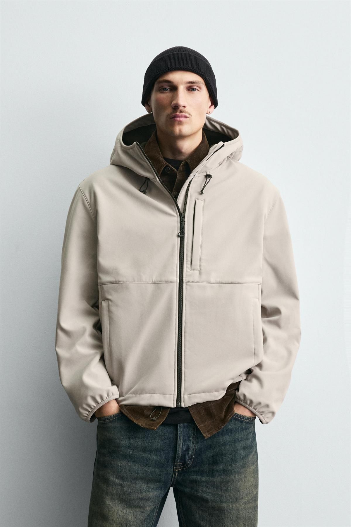 자라 테크니컬 플리스 후드 집업 자켓 3918/420 GREY / TAN - 상세 이미지 3