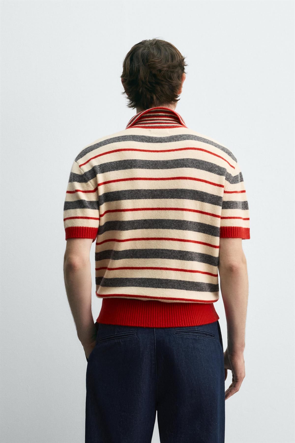자라 스트라이프 니트 반팔 폴로셔츠 X 해리 램버트 디즈니 2142/370 STRIPES - 상세 이미지 4