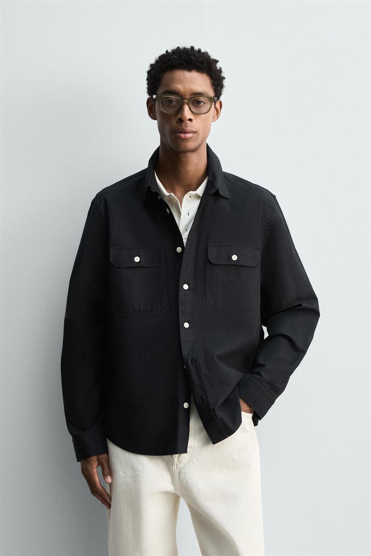 자라 테크니컬 코튼 포켓 오버셔츠 4944/134 DARK NAVY - 상세 이미지 3