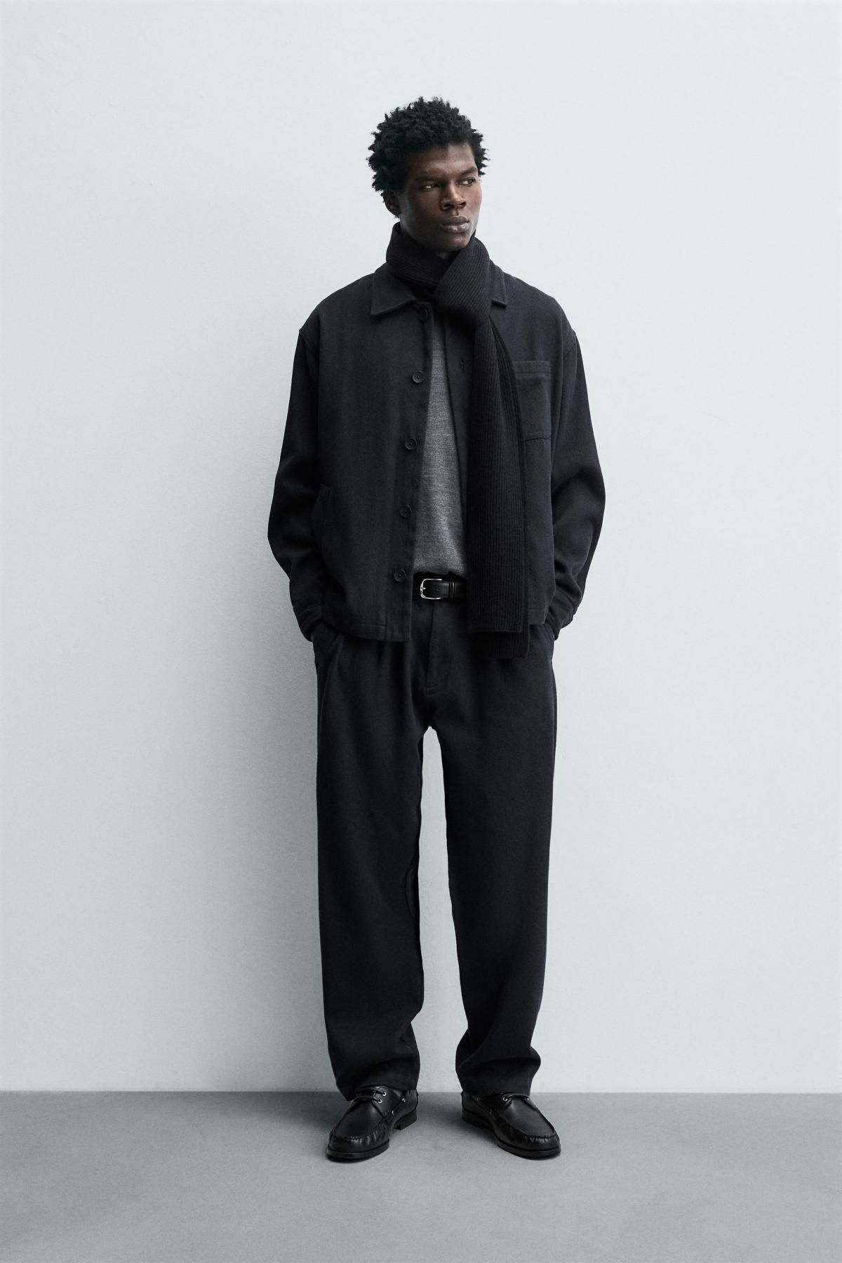 자라 테크니컬 레귤러핏 트윌 슬랙스 팬츠 6973/167 NAVY BLUE - 상세 이미지 2