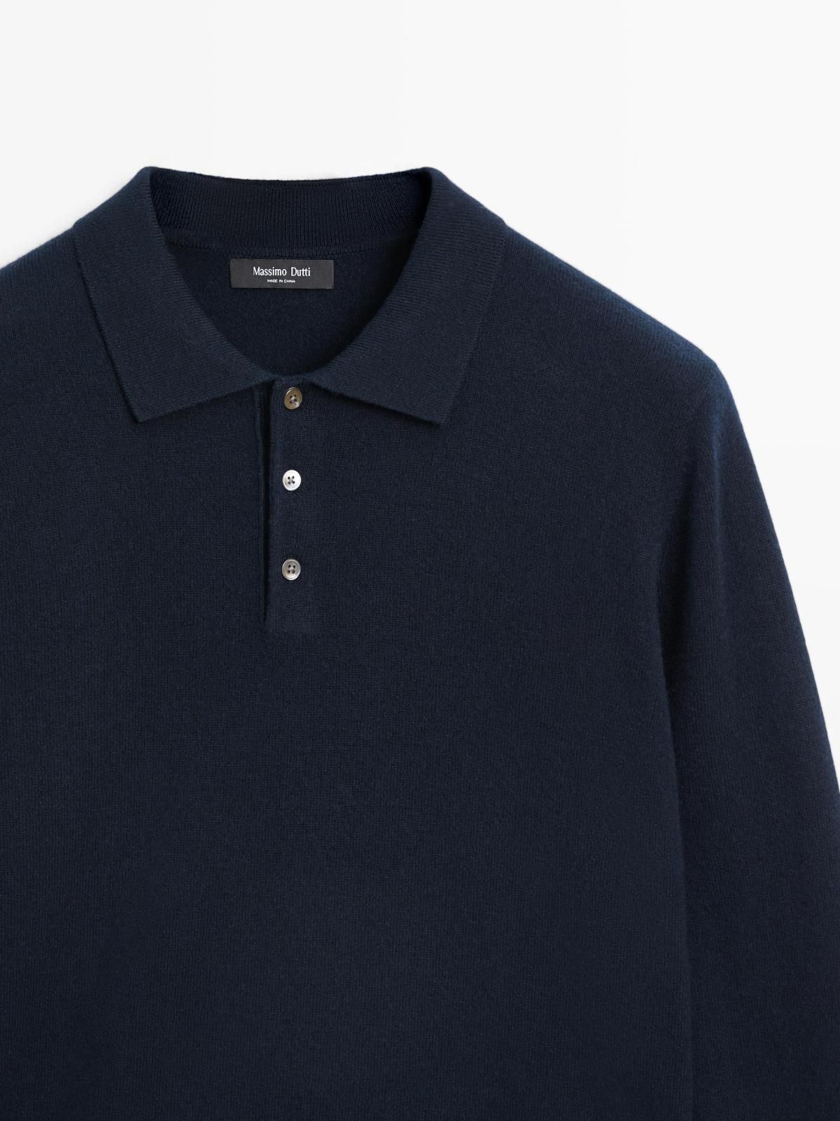 마시모두띠 울 블렌드 긴팔 폴로 니트 스웨터 1011/240 NAVY BLUE - 상세 이미지 4