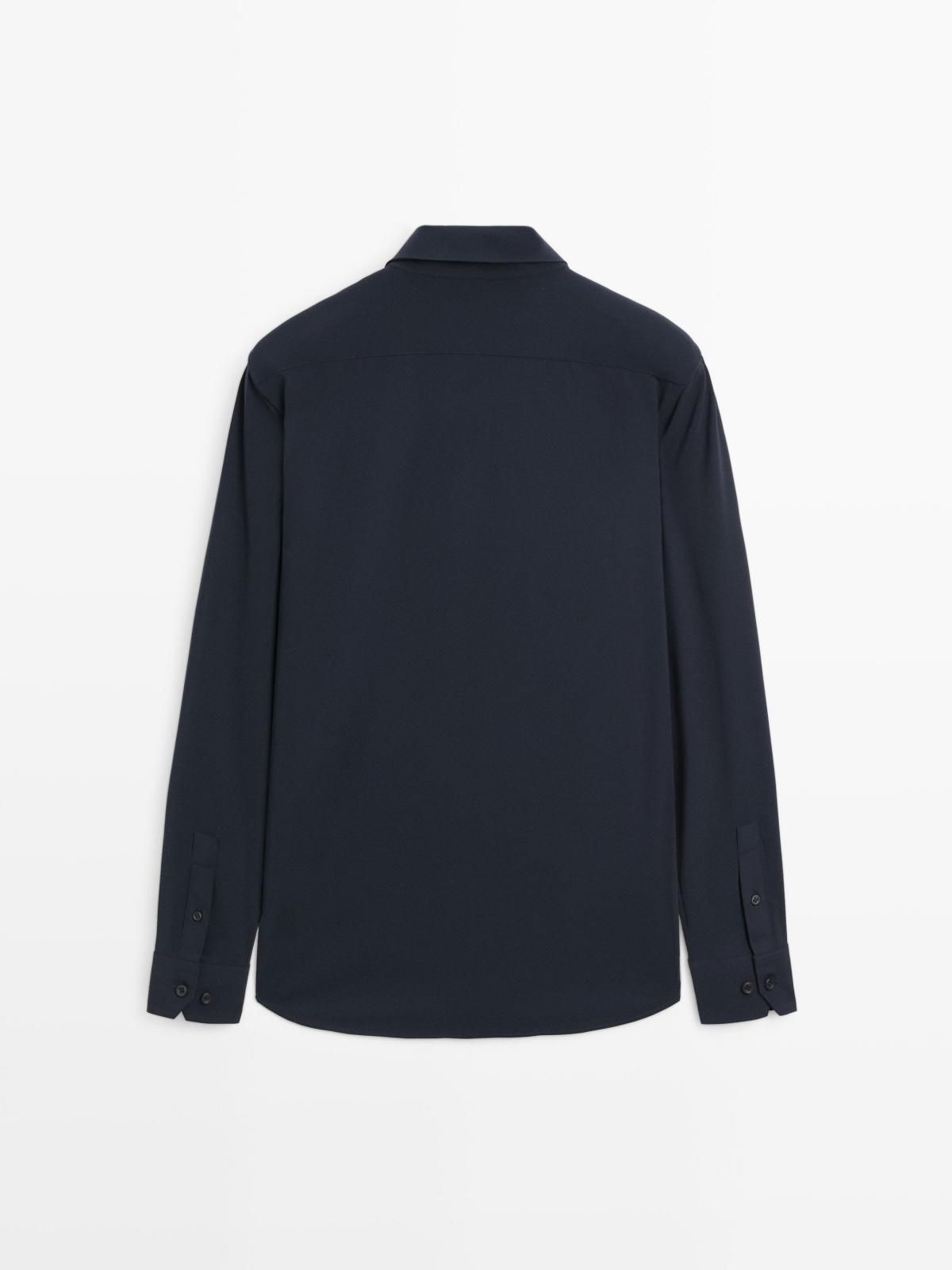 마시모두띠 네이비 테크니컬 슬림핏 스트레치 긴팔 셔츠 3560/543 NAVY BLUE - 상세 이미지 2