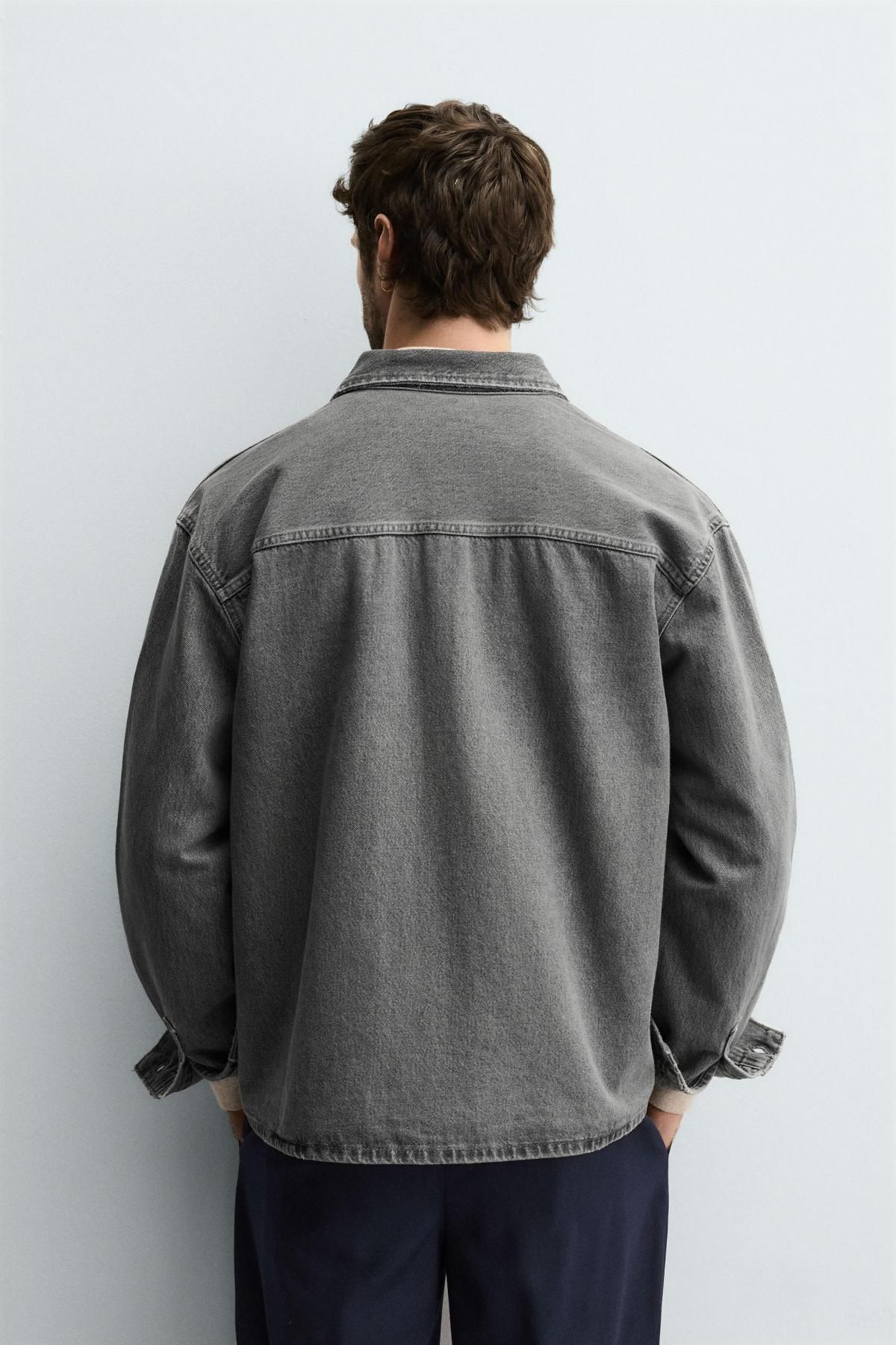 자라 박시핏 워시드 데님 긴팔 셔츠 4470/350 GREY - 상세 이미지 4