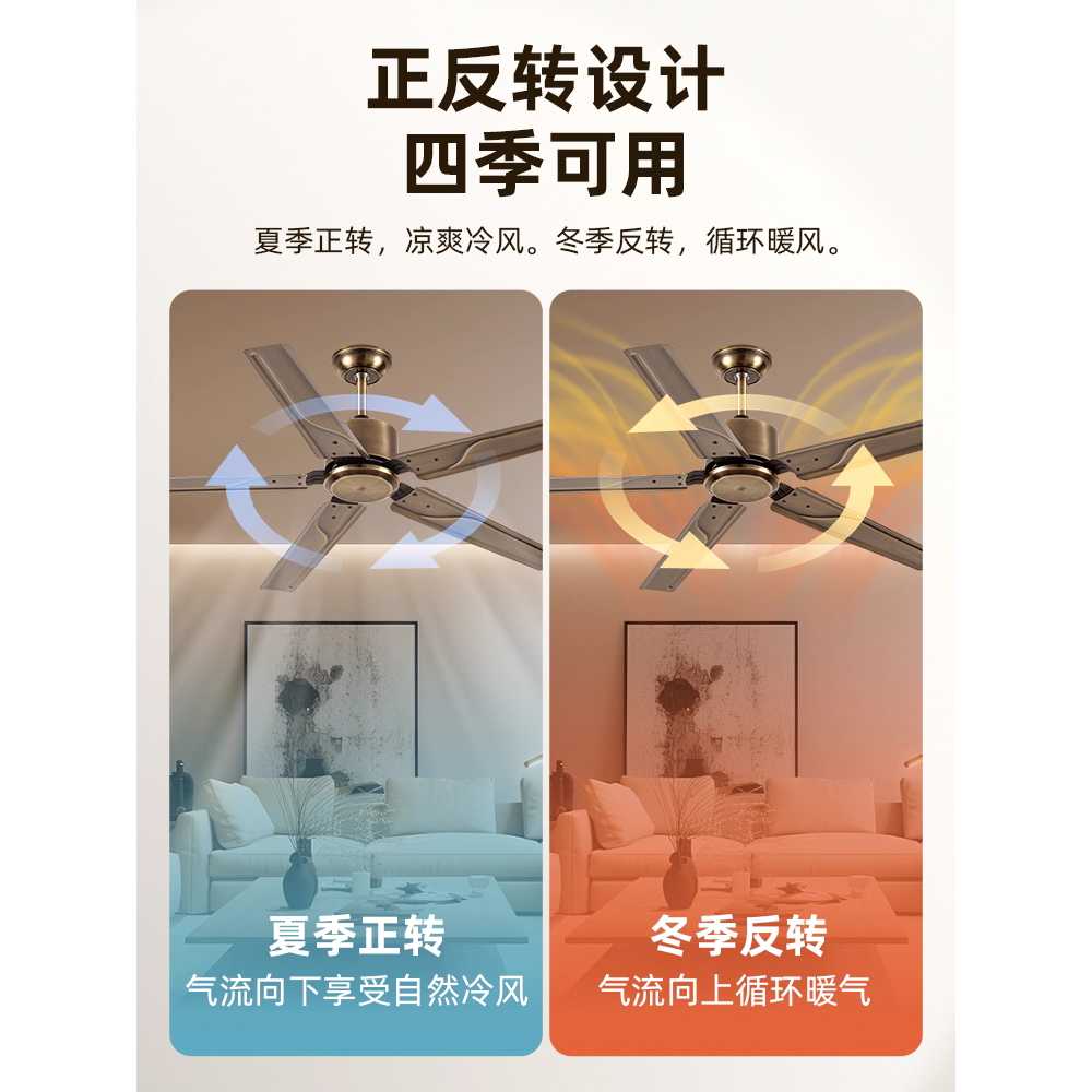 모던 메탈 실링팬 씰링팬 저소음 에너지 절약 천장형 42인치 고동색 5엽 벽걸이 - 상세 이미지 3