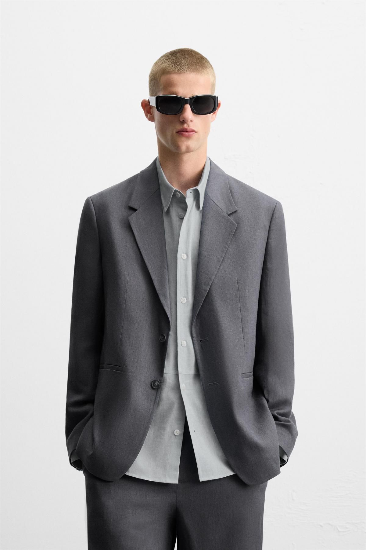 자라 리넨 테일러드 싱글 블레이저 0706/176 DARK GREY - 상세 이미지 3