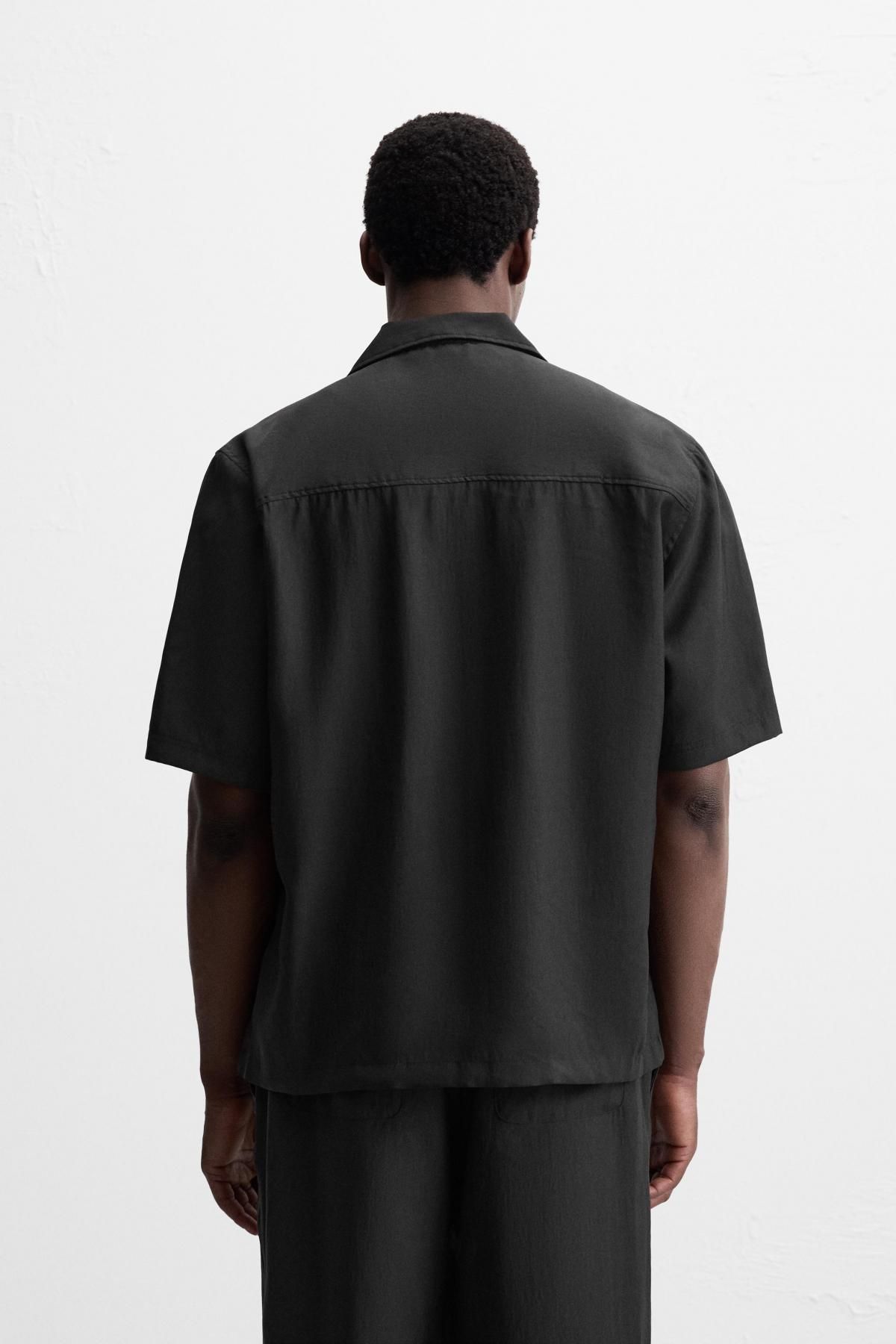 자라 라이오셀 혼방 셔츠 1195/430 BLACK - 상세 이미지 4