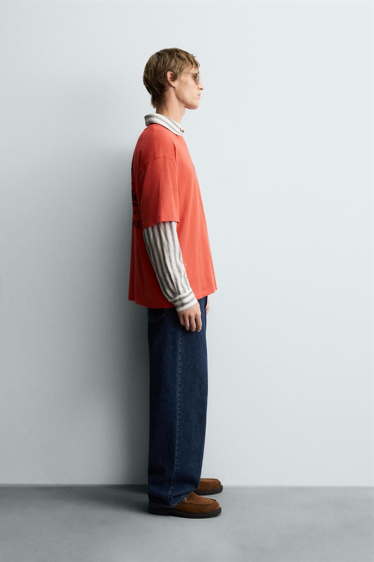 자라 스트리트 배색 프린트 반팔 티셔츠 6224/359 ORANGE - 상세 이미지 5