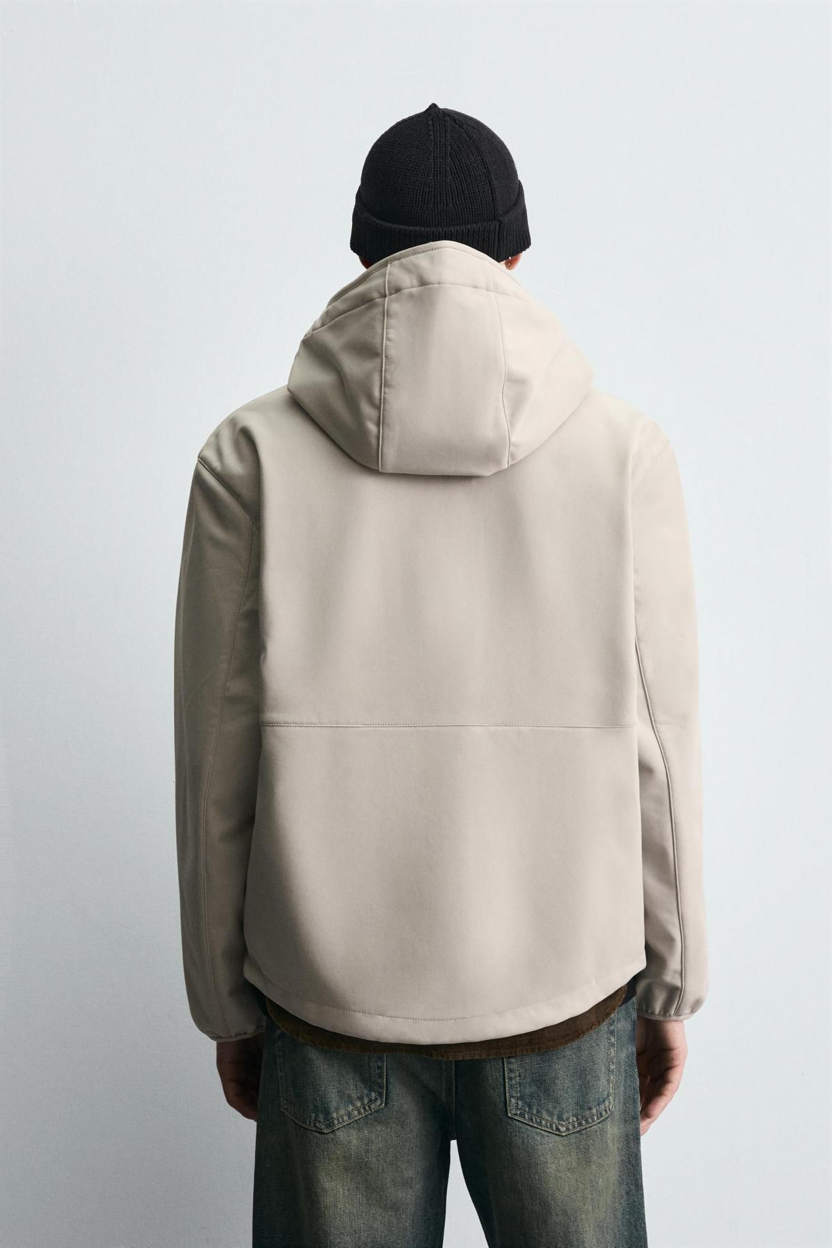 자라 테크니컬 플리스 후드 집업 자켓 3918/420 GREY / TAN - 상세 이미지 4