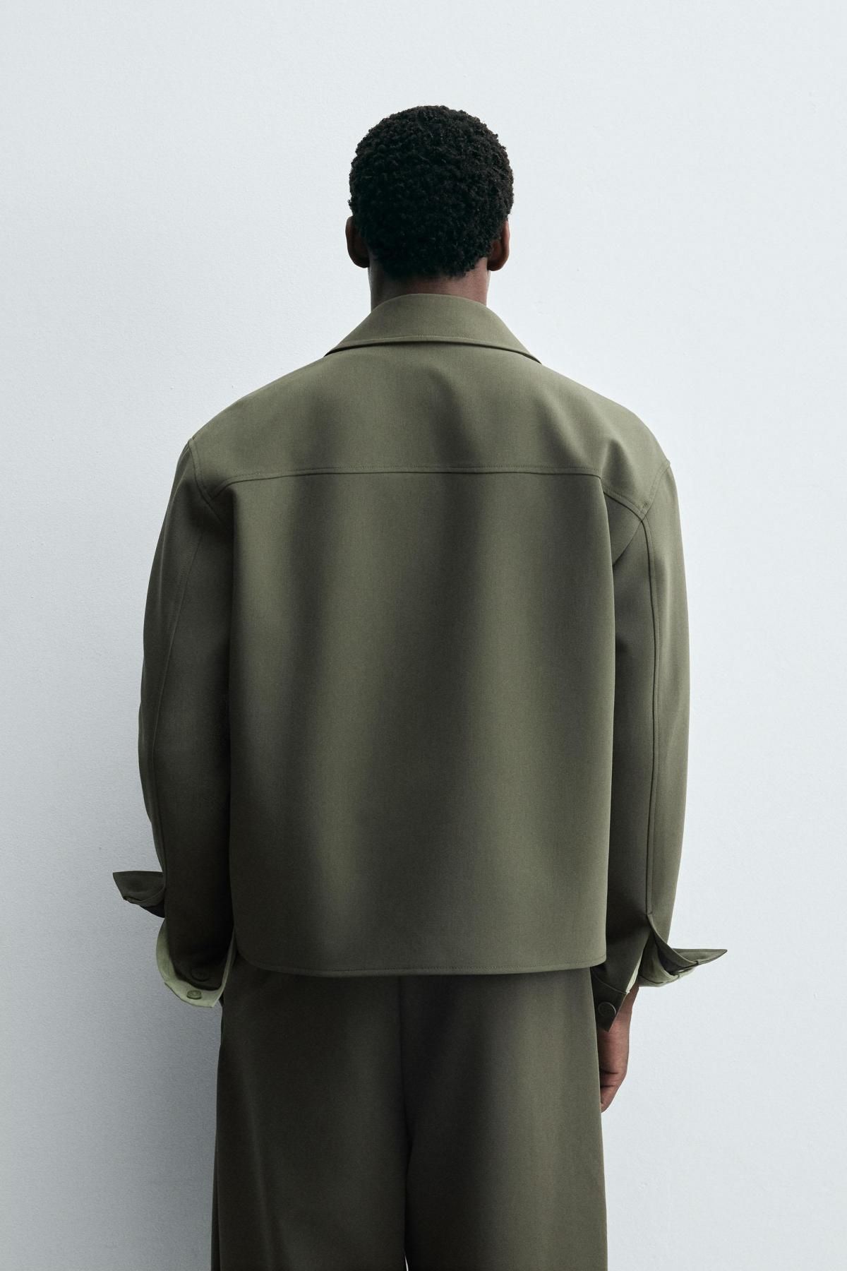 자라 미니멀 박시핏 테크니컬 오버셔츠 6861/390 GREEN - 상세 이미지 4