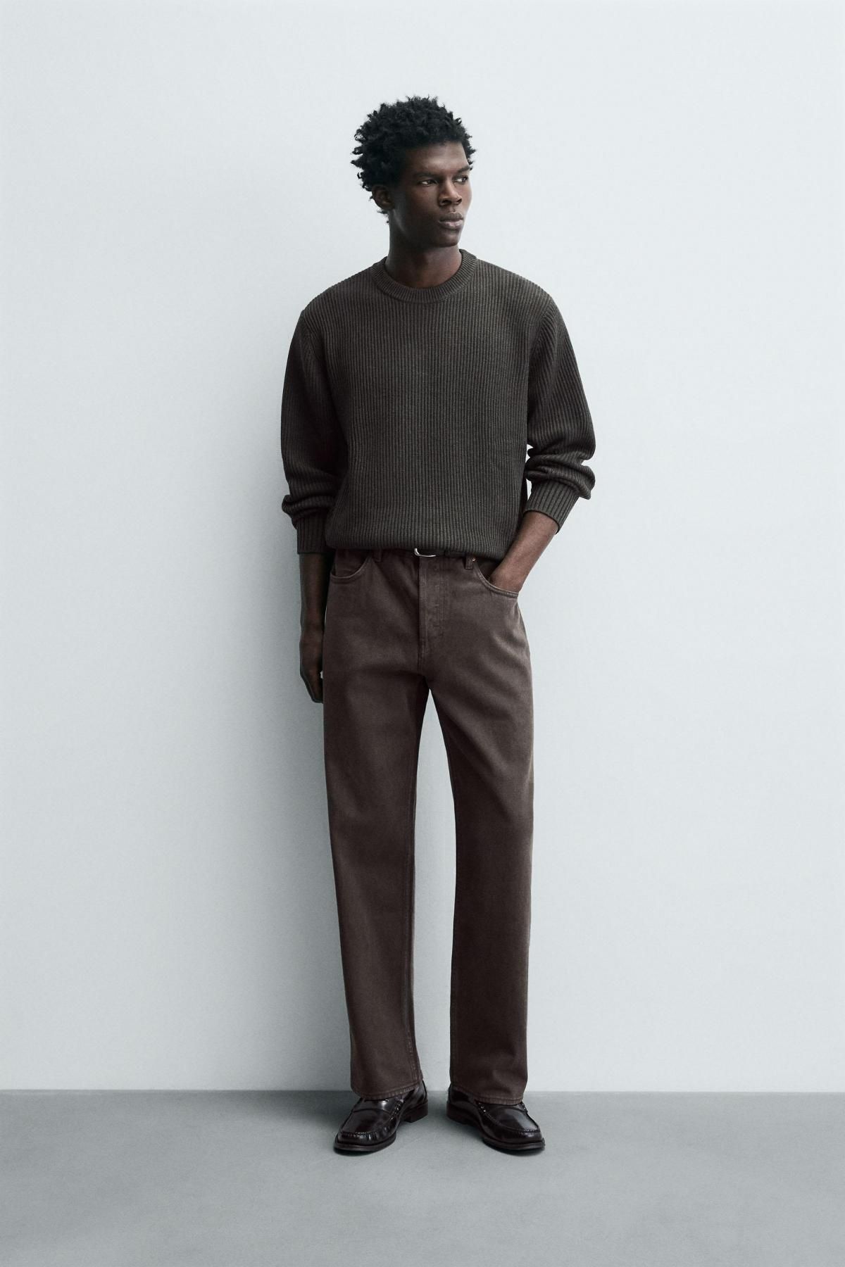 자라 스트레이트핏 테크니컬 데님 팬츠 8062/354 BROWN - 상세 이미지 2