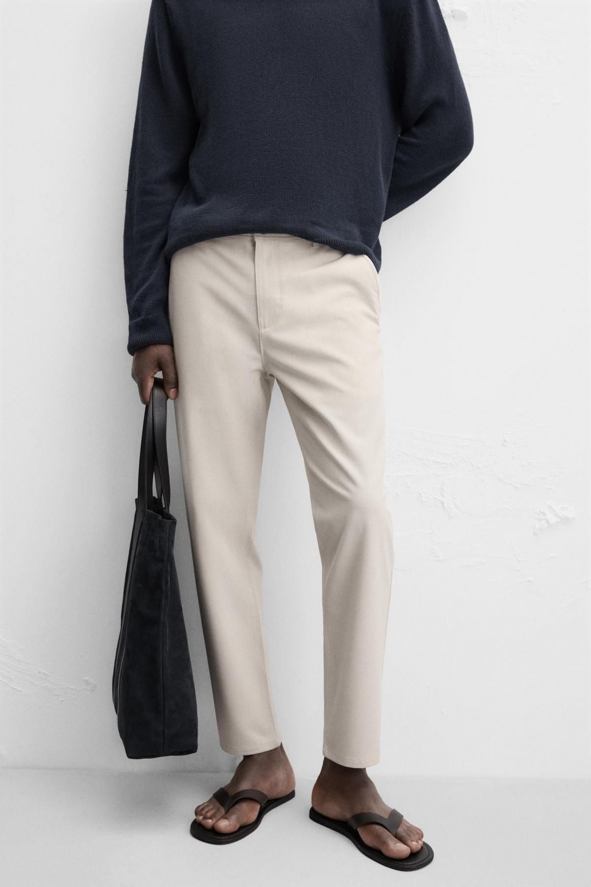 자라 컴포트 텍스처 슬림핏 팬츠 0706/650 LIGHT SAND - 상품 이미지