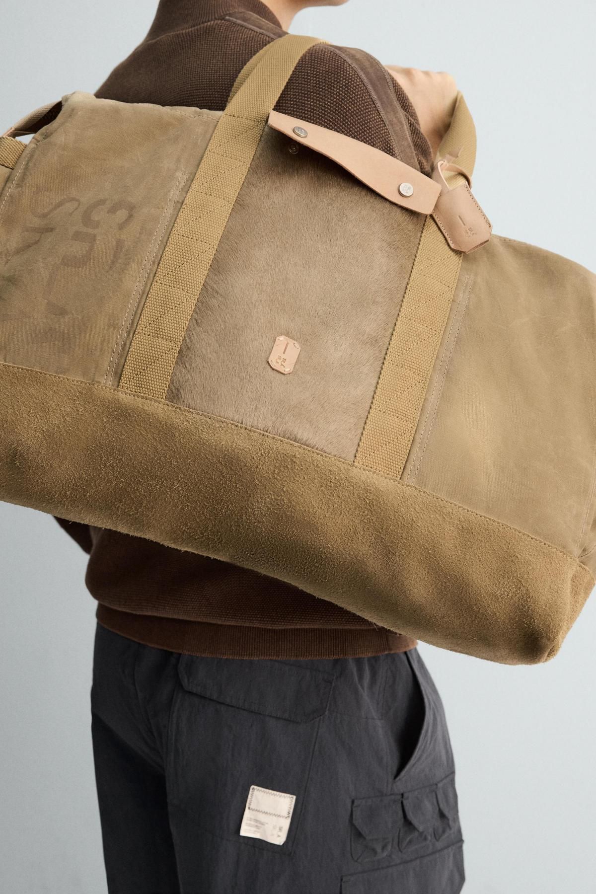 자라 프리미엄 코튼 패브릭 토트백 3358/620 SAND BROWN - 상세 이미지 3