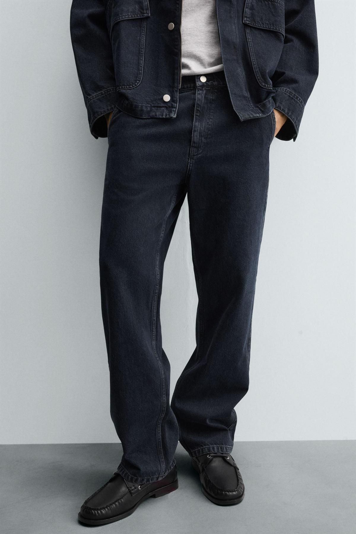 자라 와이드핏 데님 치노 팬츠 3991/302 DARK NAVY - 메인 이미지