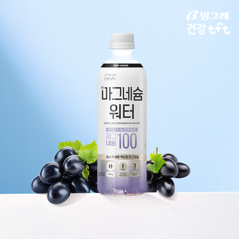 빙그레 마그네슘워터 제로슈거 포도맛 무설탕 무색소 6개, 1개 - 메인 이미지