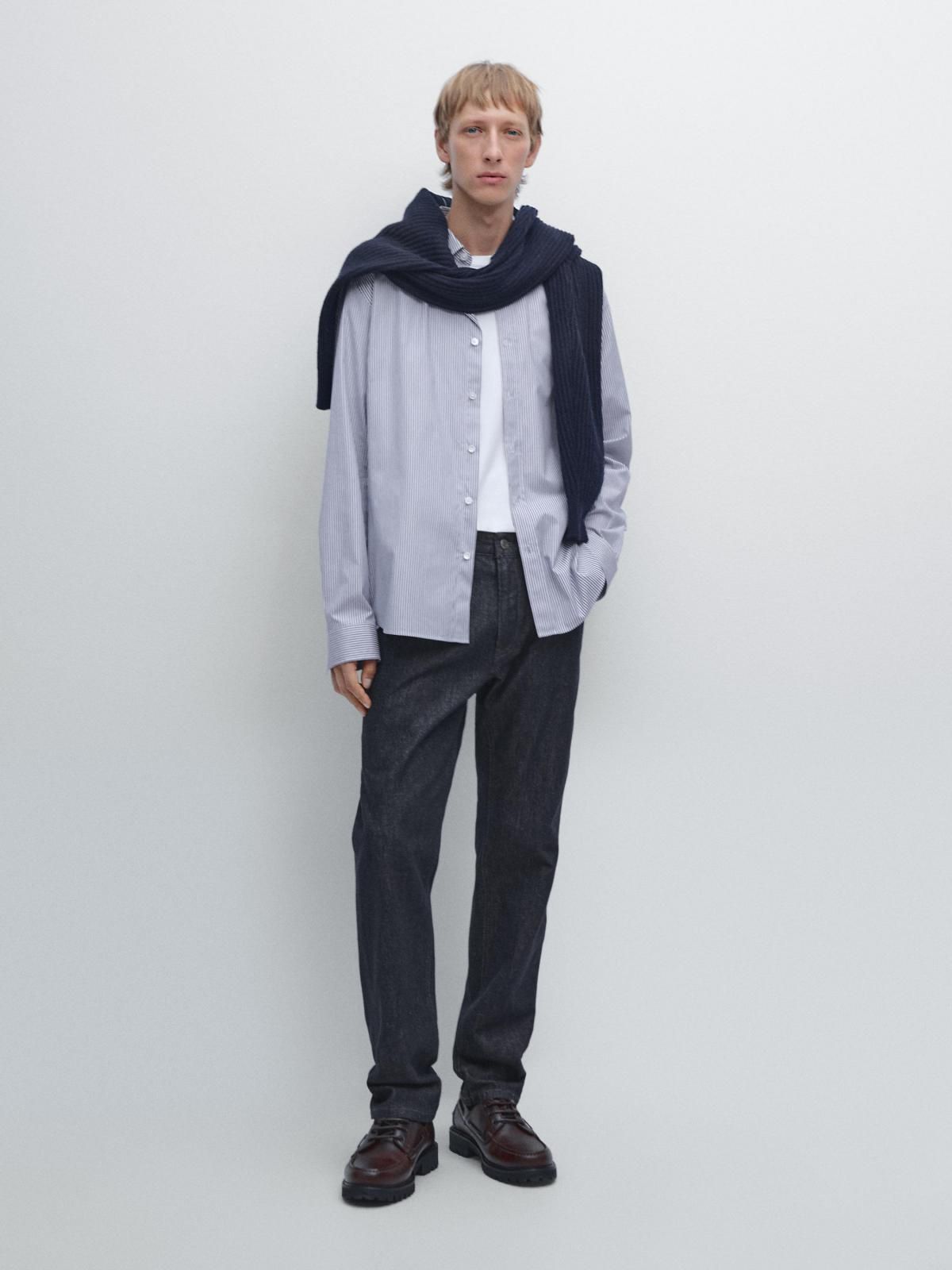 마시모두띠 스트라이프 레귤러핏 포플린 긴팔 셔츠 1721/288 NAVY BLUE - 상세 이미지 2