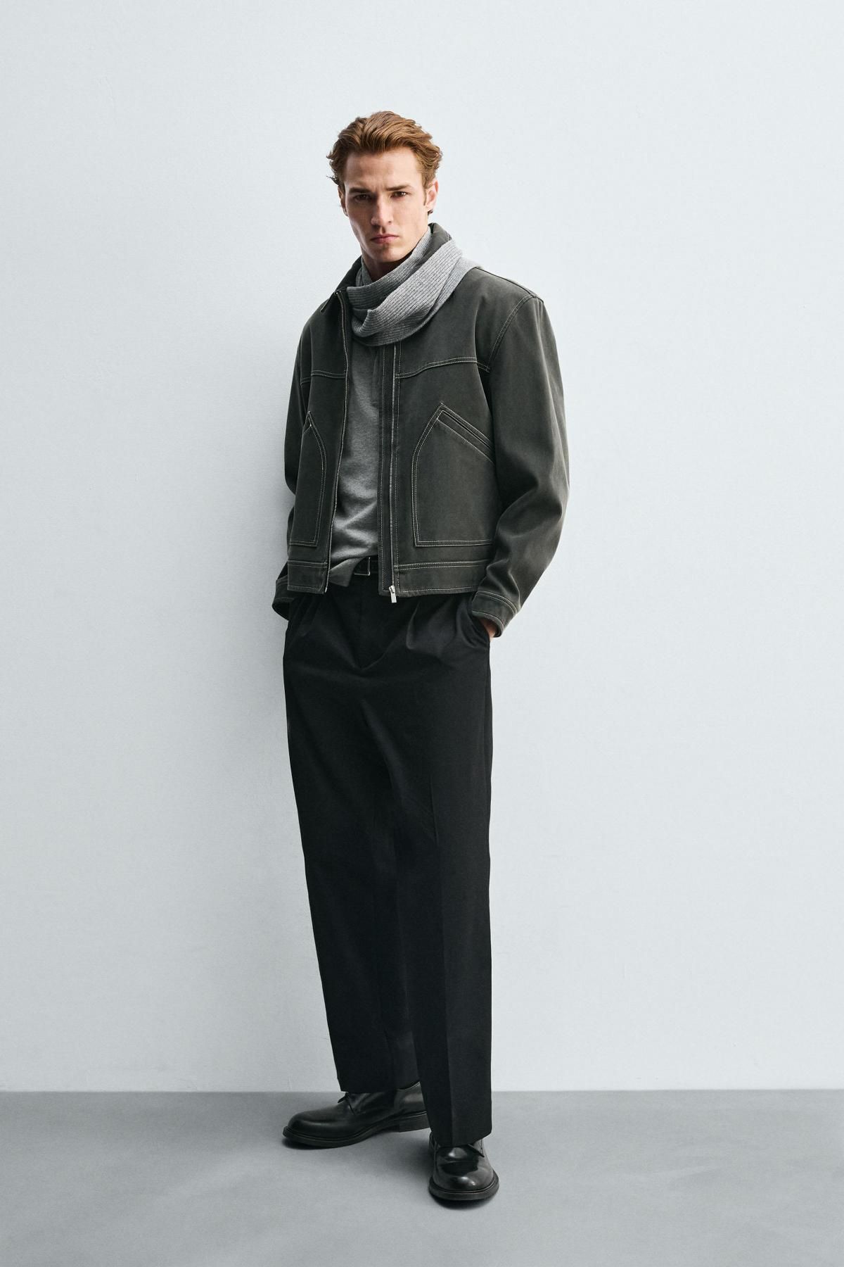 자라 빈티지 페이크 스웨이드 집업 재킷 3046/338 DARK GREY - 상세 이미지 2