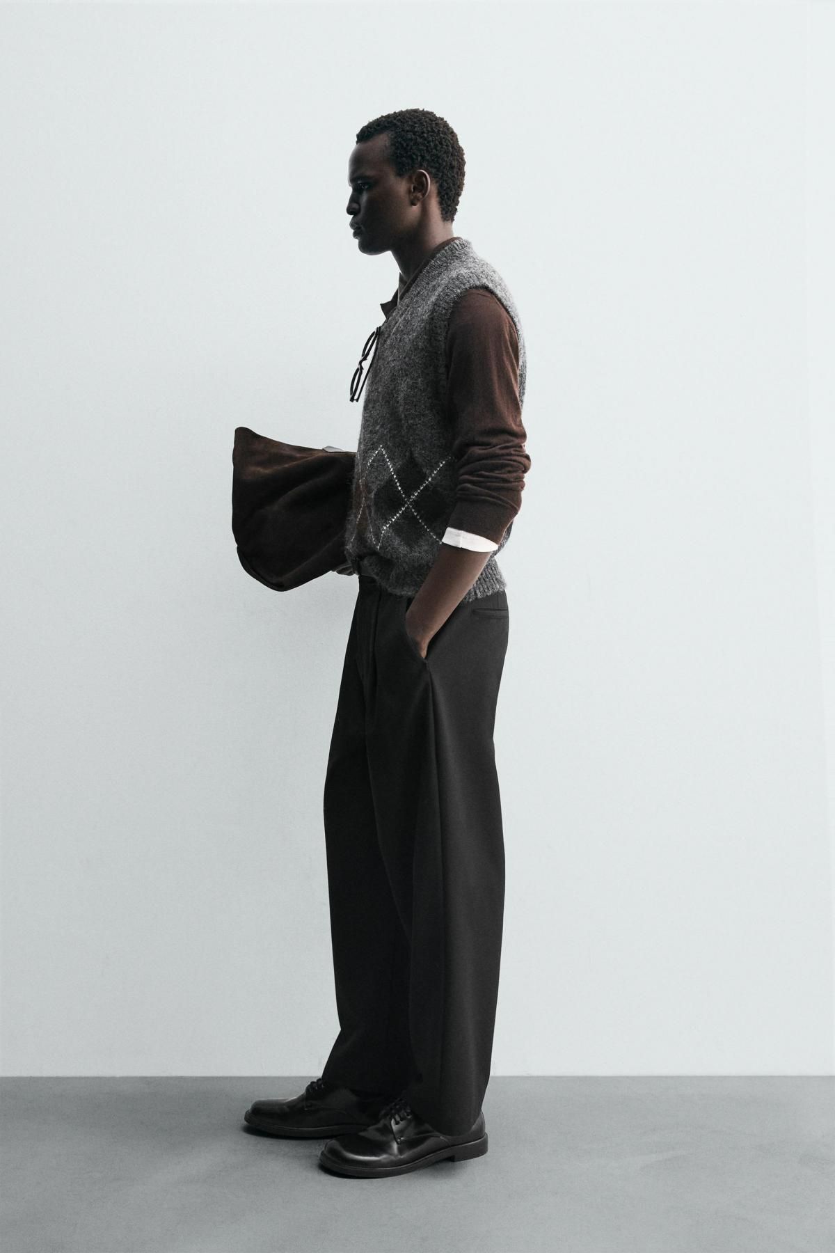 자라 아가일 브이넥 니트 베스트 5755/331 GREY MARL - 상세 이미지 5