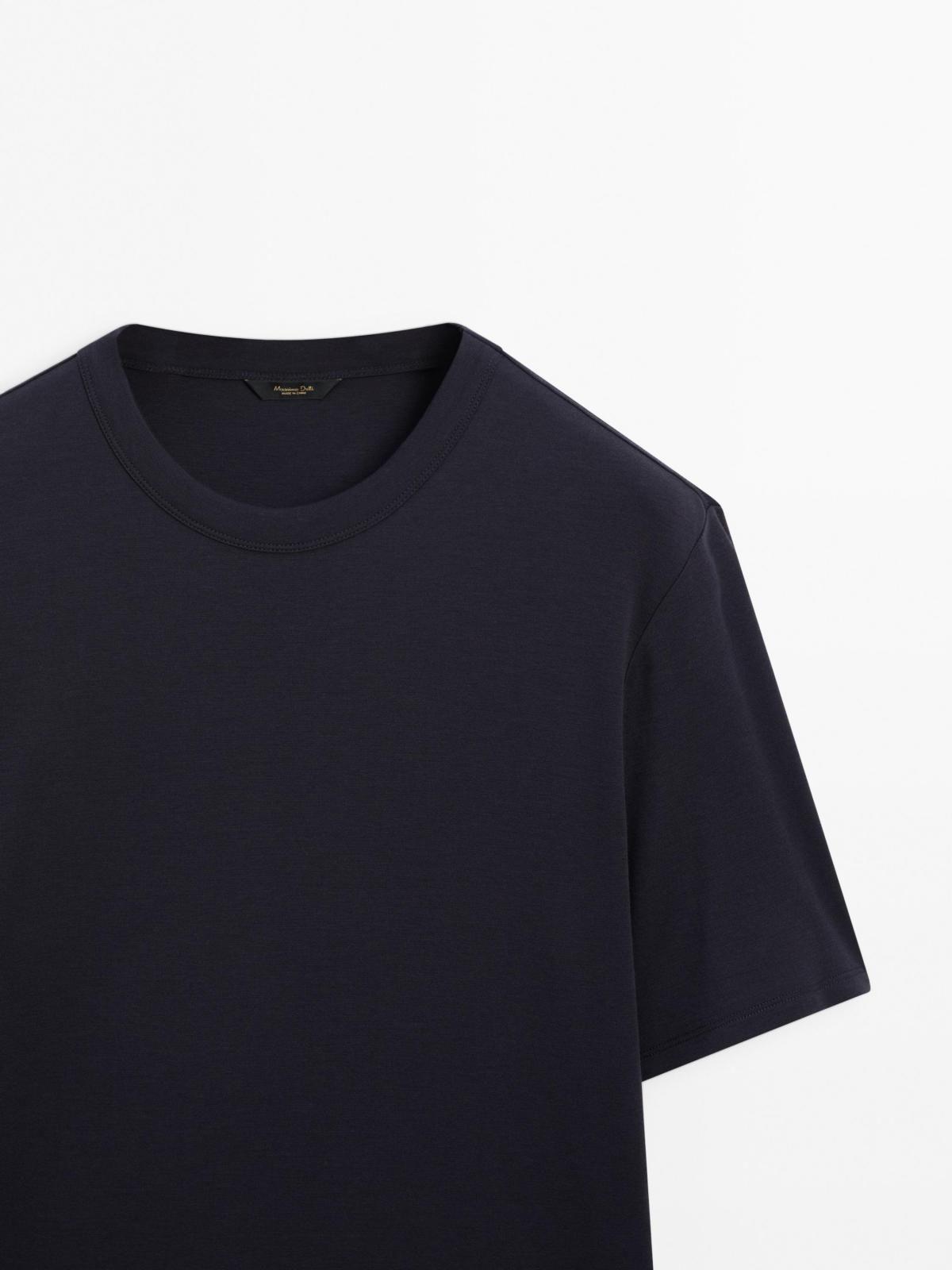 마시모두띠 미니멀 슬림핏 코튼블렌드 반팔 티셔츠 1414/207 NAVY BLUE - 상세 이미지 5