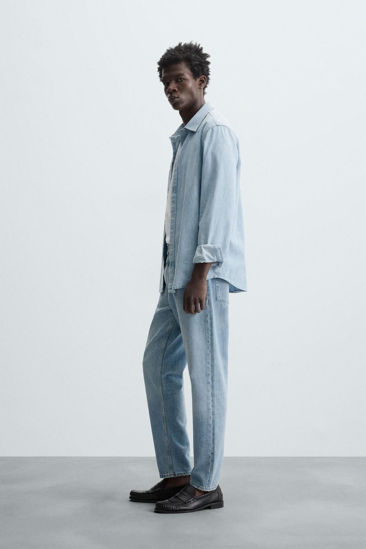 자라 연청 슬림핏 테이퍼드 청바지 4060/303 LIGHT BLUE - 상세 이미지 4
